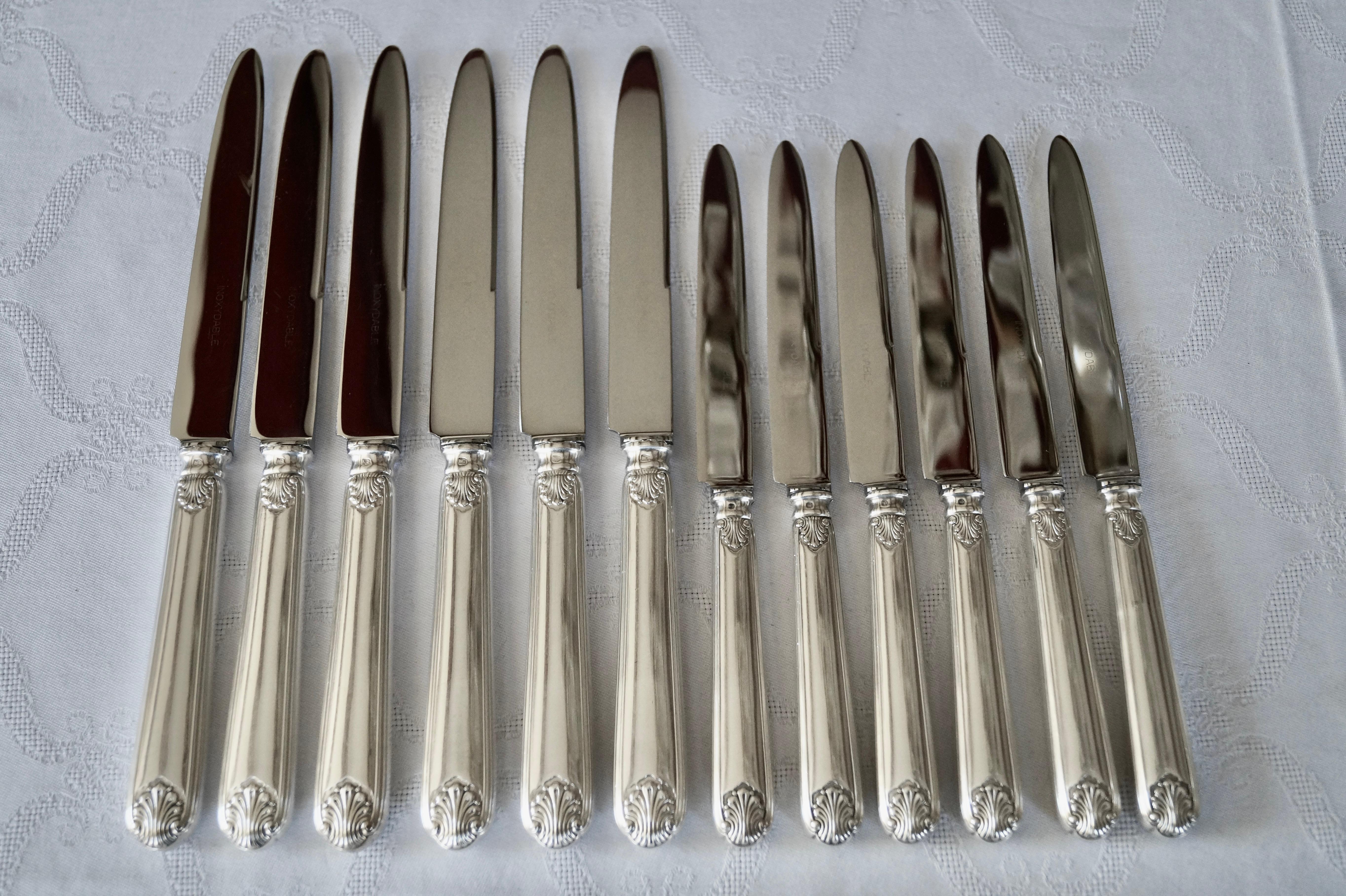 Hand-Crafted Antique Silver Plated ARGENTAL Cutlery flatware set of 146 pieces. France 1920