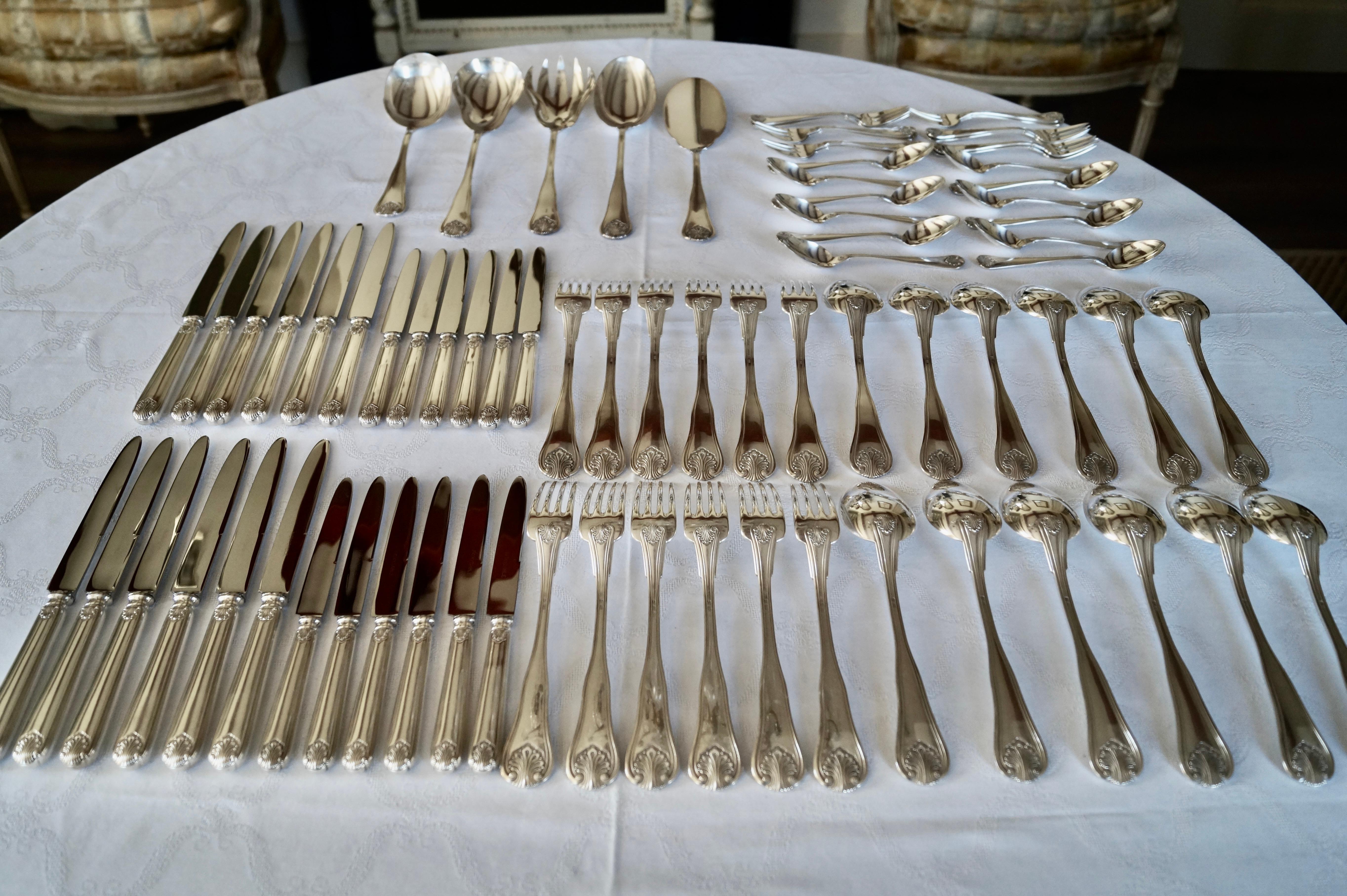 Antique Silver Plated ARGENTAL Cutlery flatware set of 146 pieces. France 1920 1