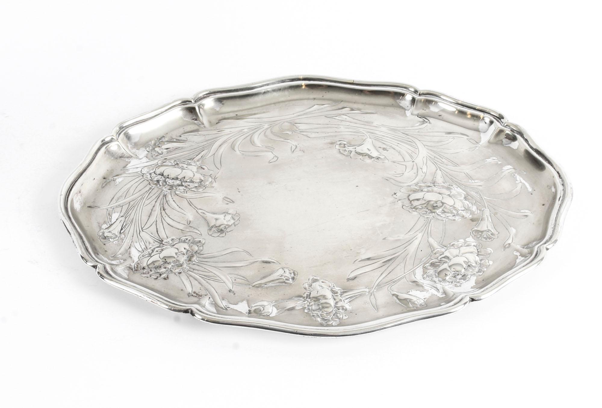 Antique Silver Plated Art Nouveau Dressing Table Tray 19th Century 5