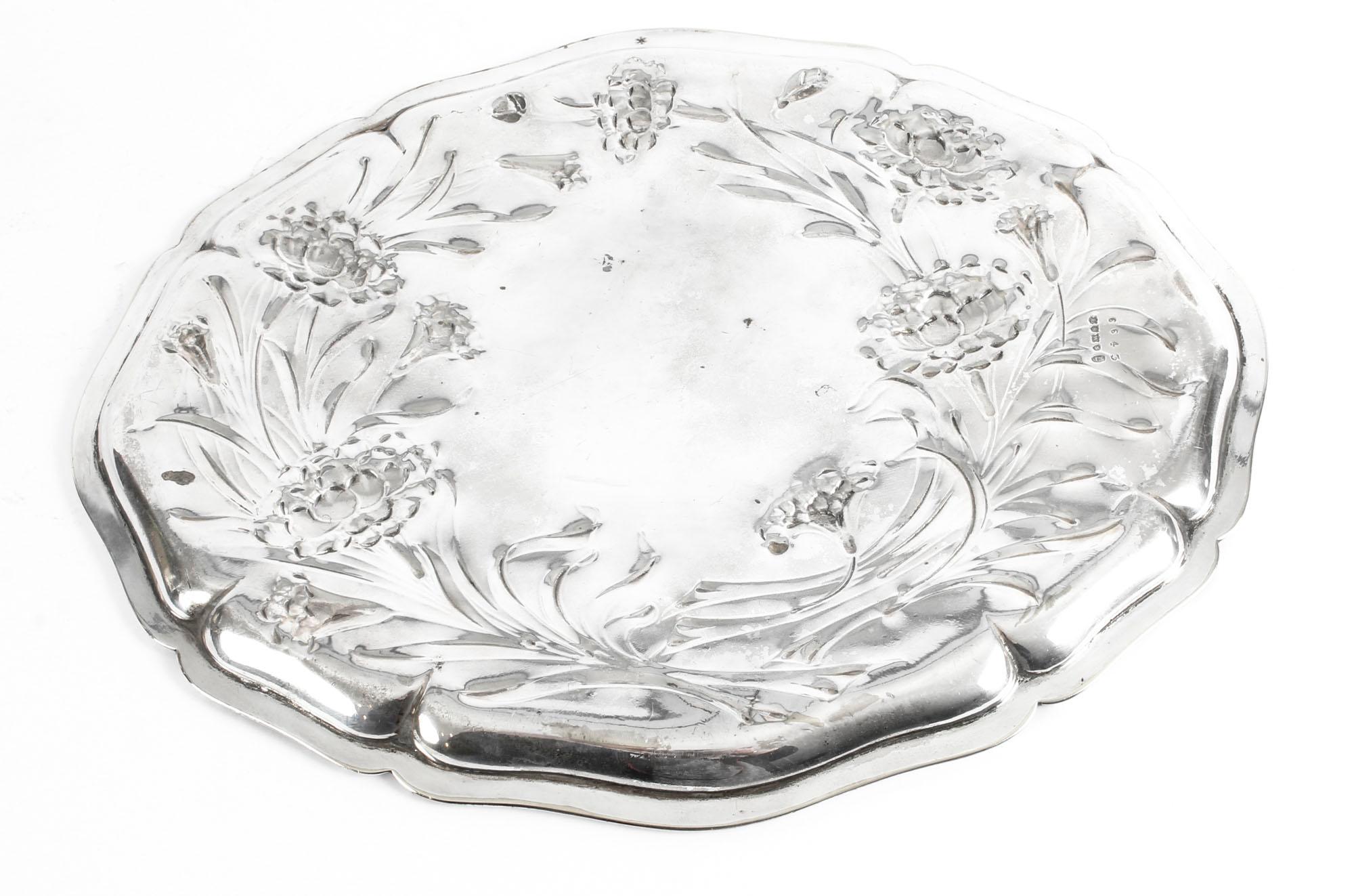 Antique Silver Plated Art Nouveau Dressing Table Tray 19th Century In Good Condition In London, GB