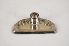 Encrier Art nouveau en métal argenté ancien, Écosse, 1910, H554