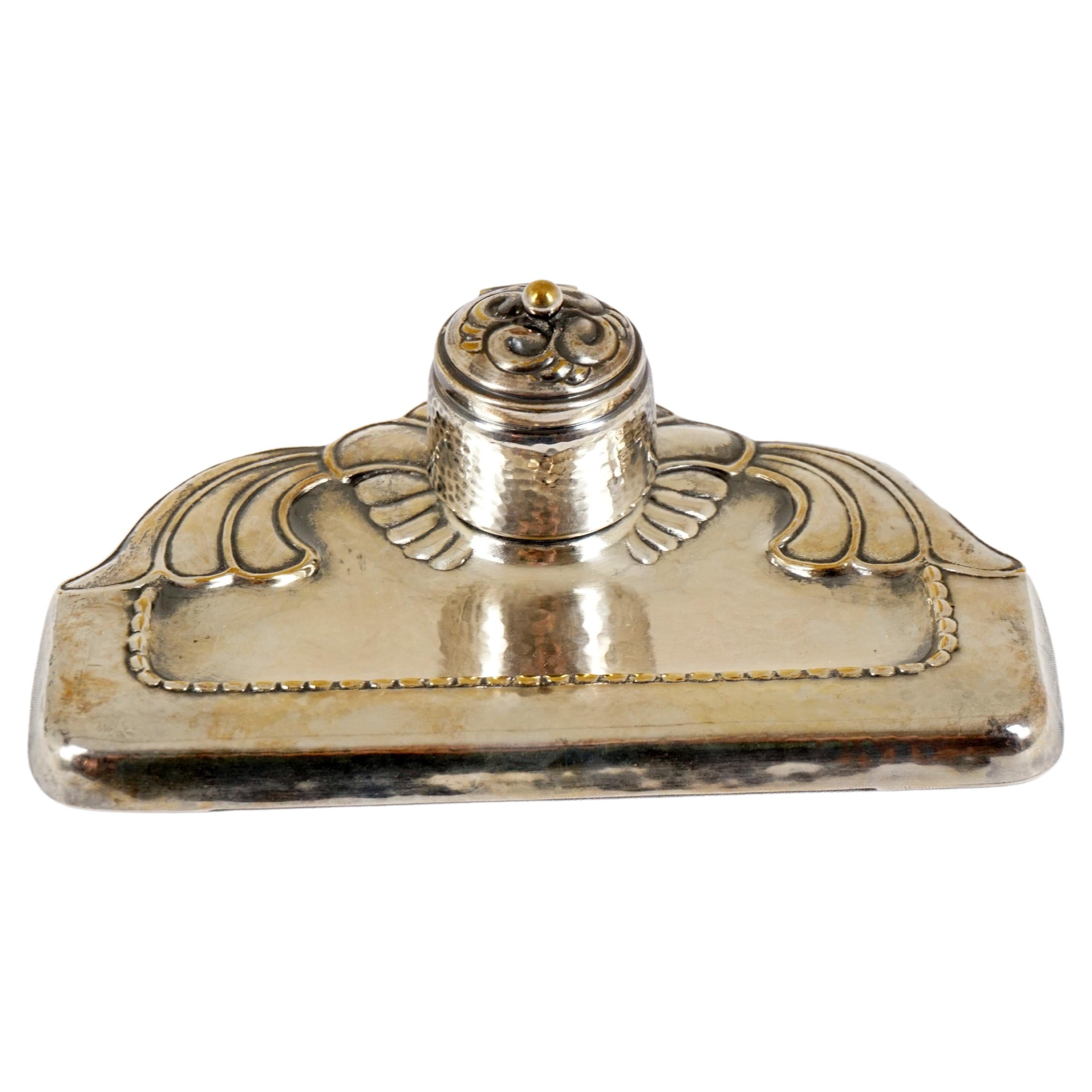 Antique Silver Plated Art Nouveau Inkstand, Scotland 1910, H554