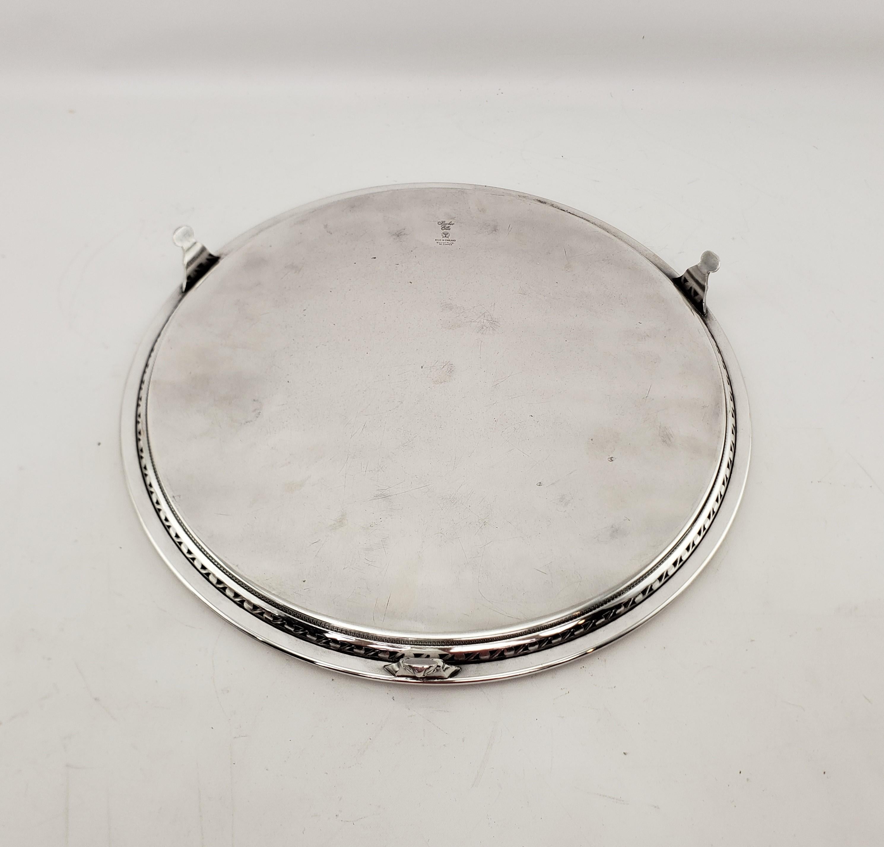 Antique Silver Plated Barker Ellis Round Footed Serving Tray or Salva 4
