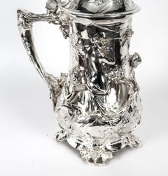 Antique Silver Plated Beer Stein Art Nouveau, 1920s