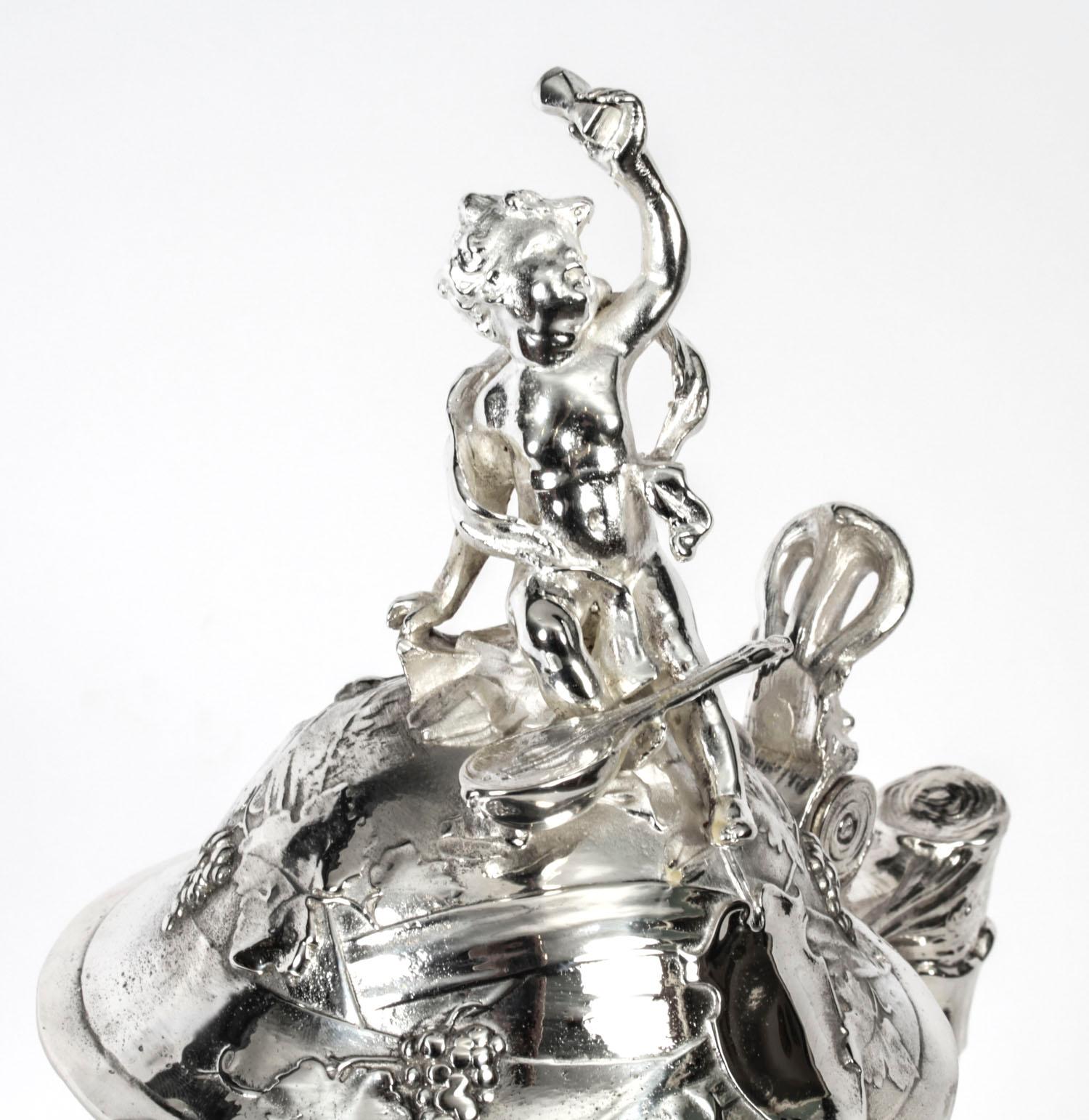Antique Silver Plated Beer Stein Art Nouveau, 1920s 3