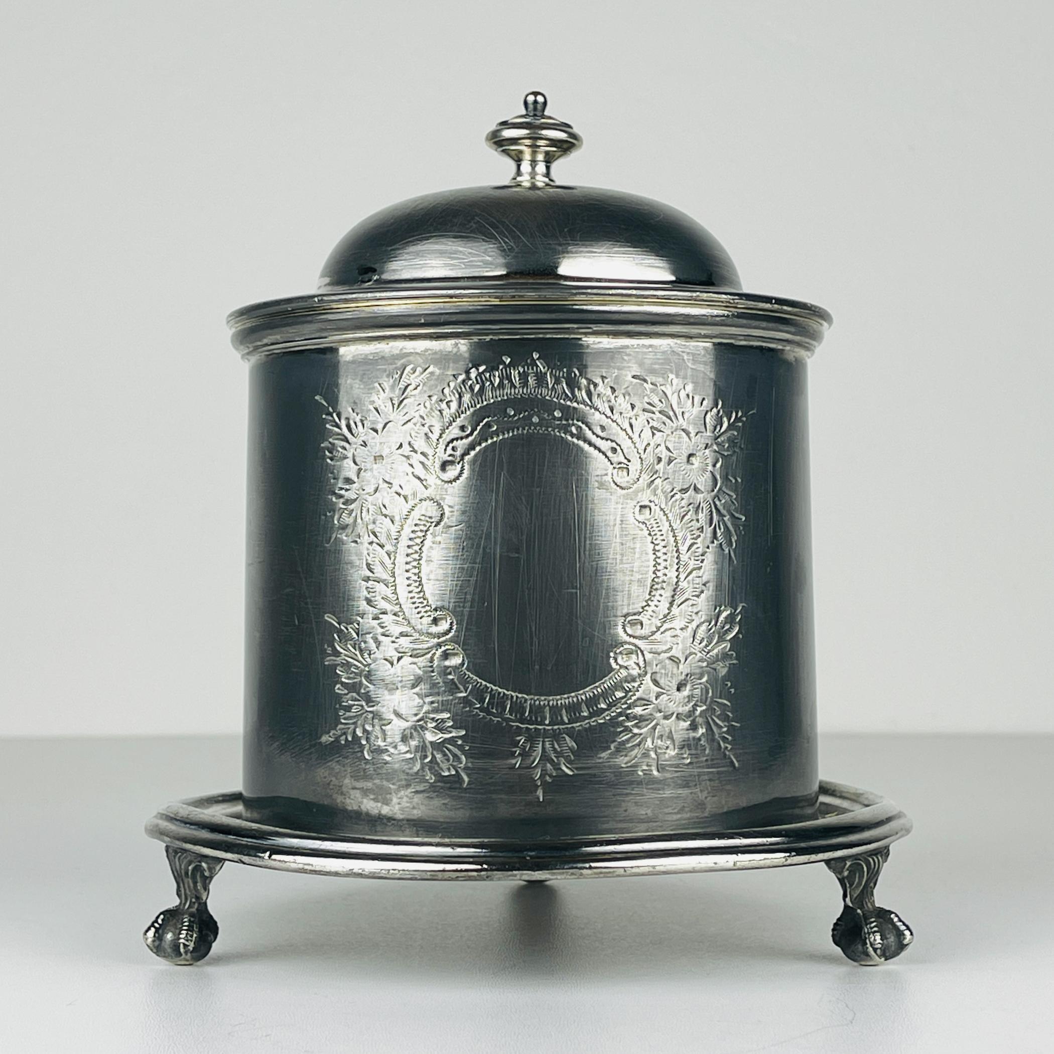 Antiguo galletero plateado de James Deakin & Sons, Sheffield, Inglaterra1890 Victoriano en venta