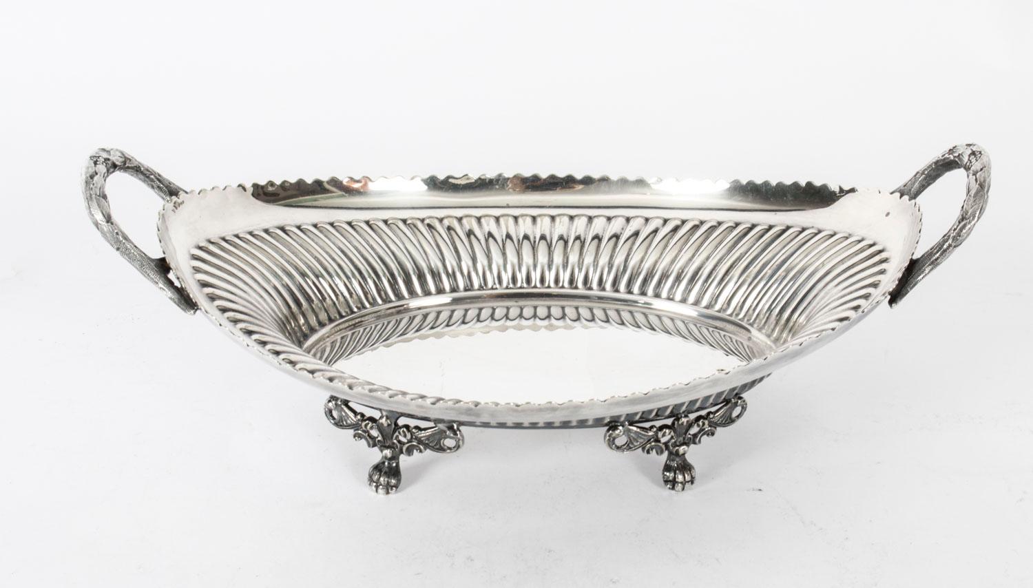 Antique Silver Plated Bread Basket by Walker & Hall, 19th Century 3