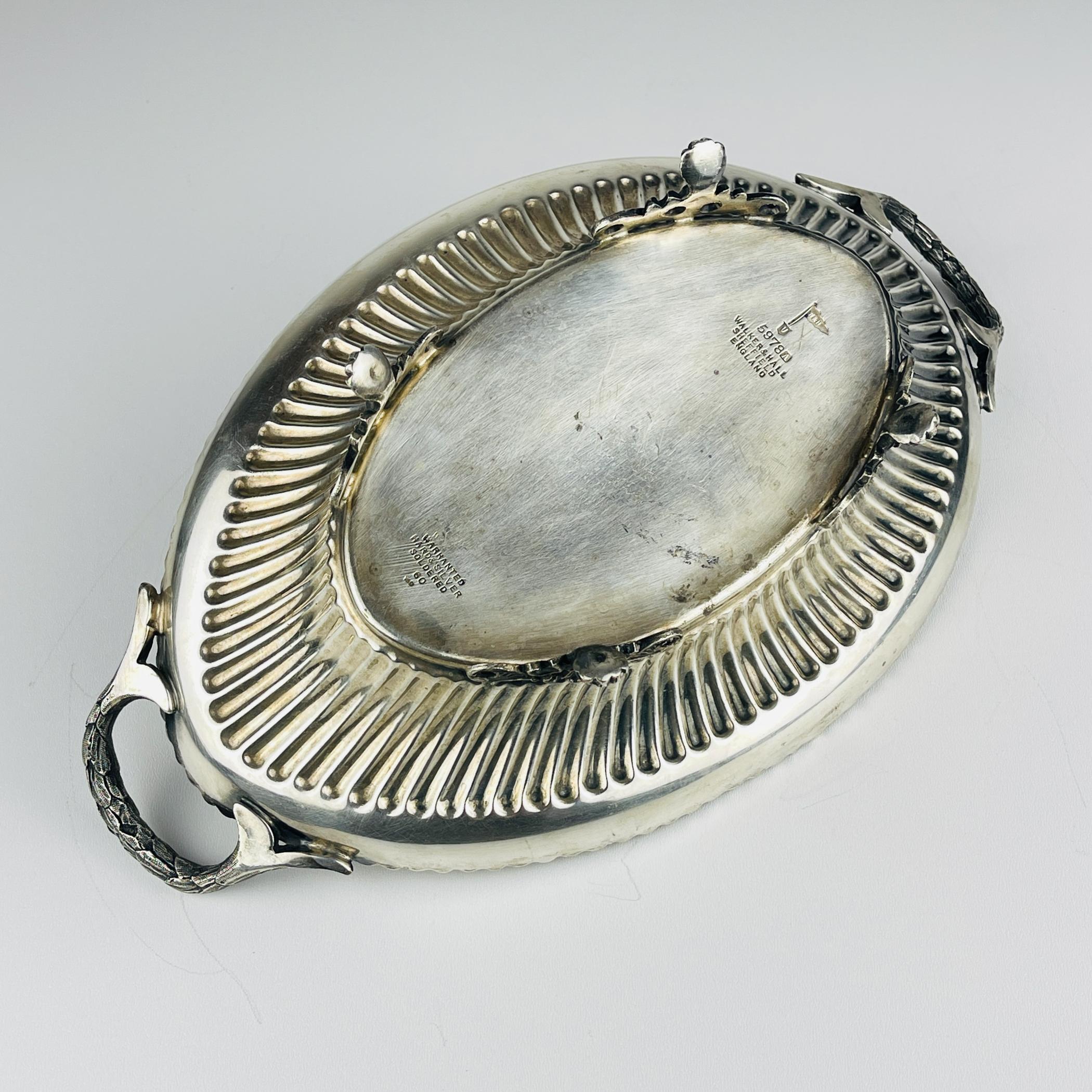 19th Century Antique  Silver Plated Bread Basket /Fruit Dish By Walker & Hall, England, 1890s