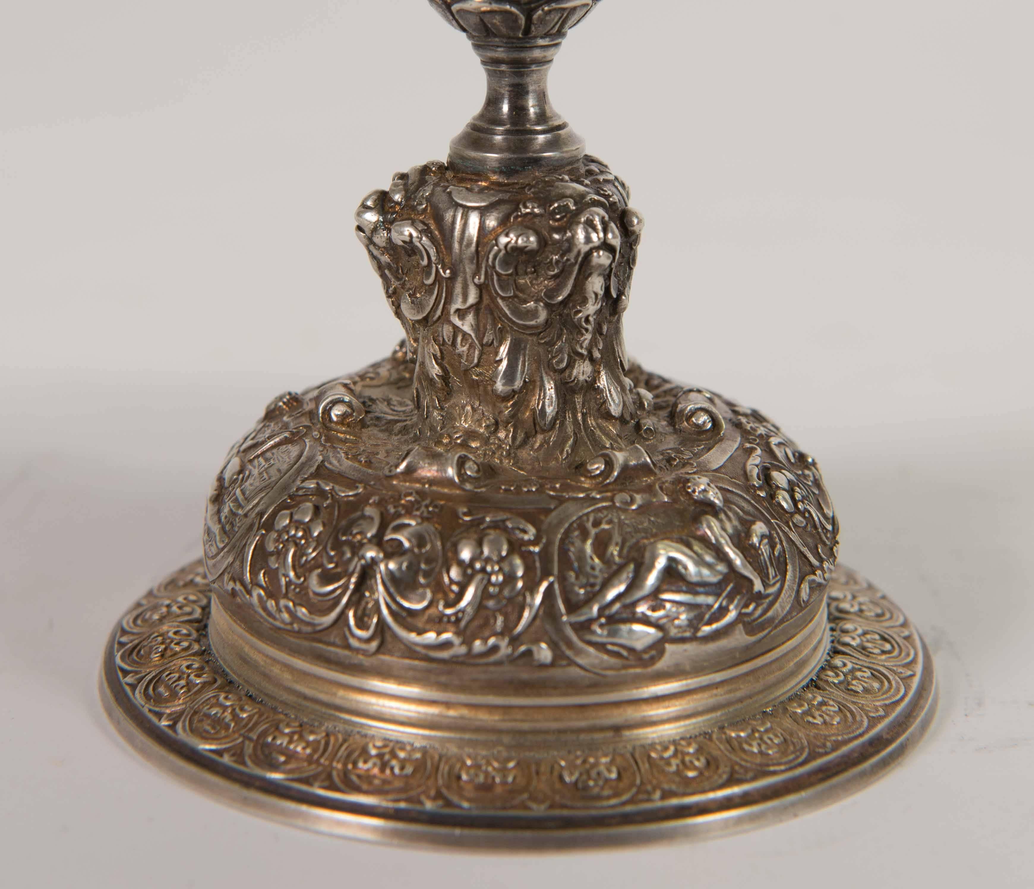 Antique Silver Plated Bronze Tazza with Nice Quality Figurines 1