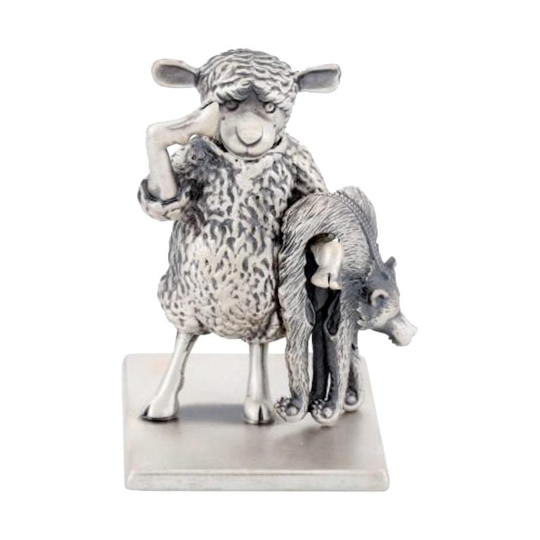 Antique Silver Plated Bronze "The Year Of The Sheep" by John Landrum Bryant For Sale