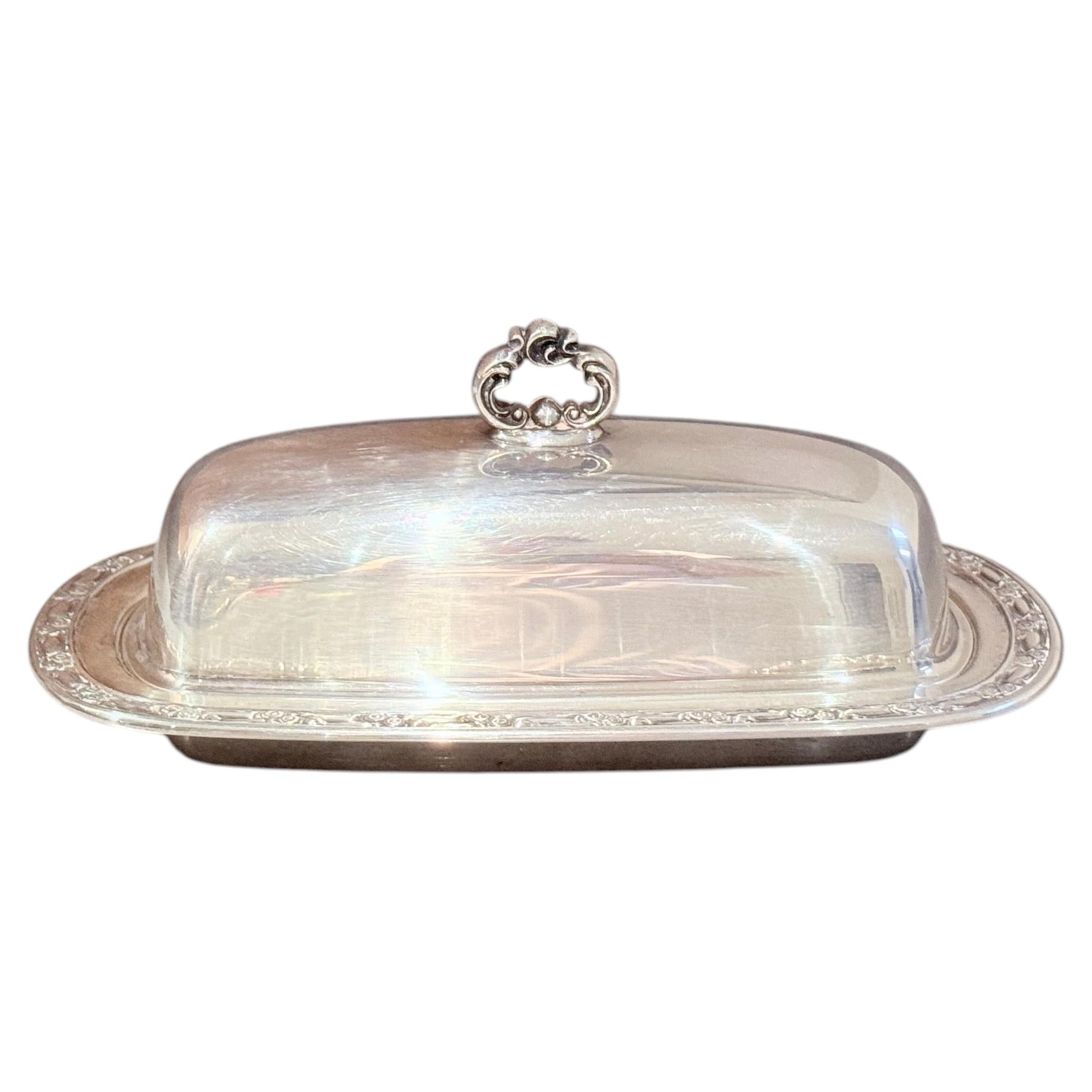 Antique Silver Plated Butter Dish Domed Lid, Vintage English Covered Butter Dish