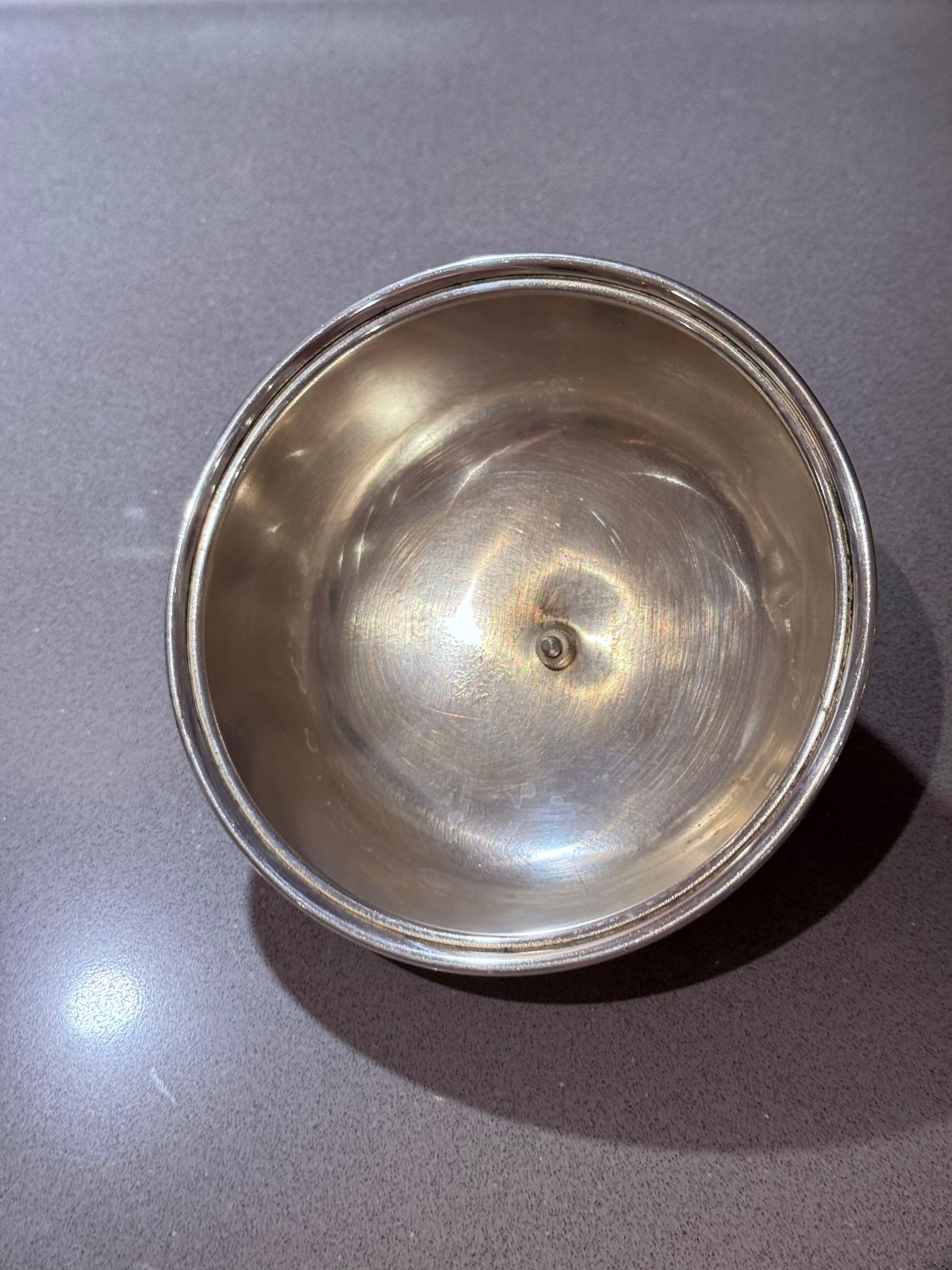 19th Century Antique Silver-Plated Butter Dish with Wooden Knob, Caviar Dish Tableware Home For Sale