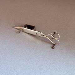 Antique Silver-Plated Candle Wick Trimmer Scissors, Victorian Table Decor