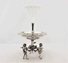 Antique Silver Plated Centerpiece or Epergne with Figural Children Playing