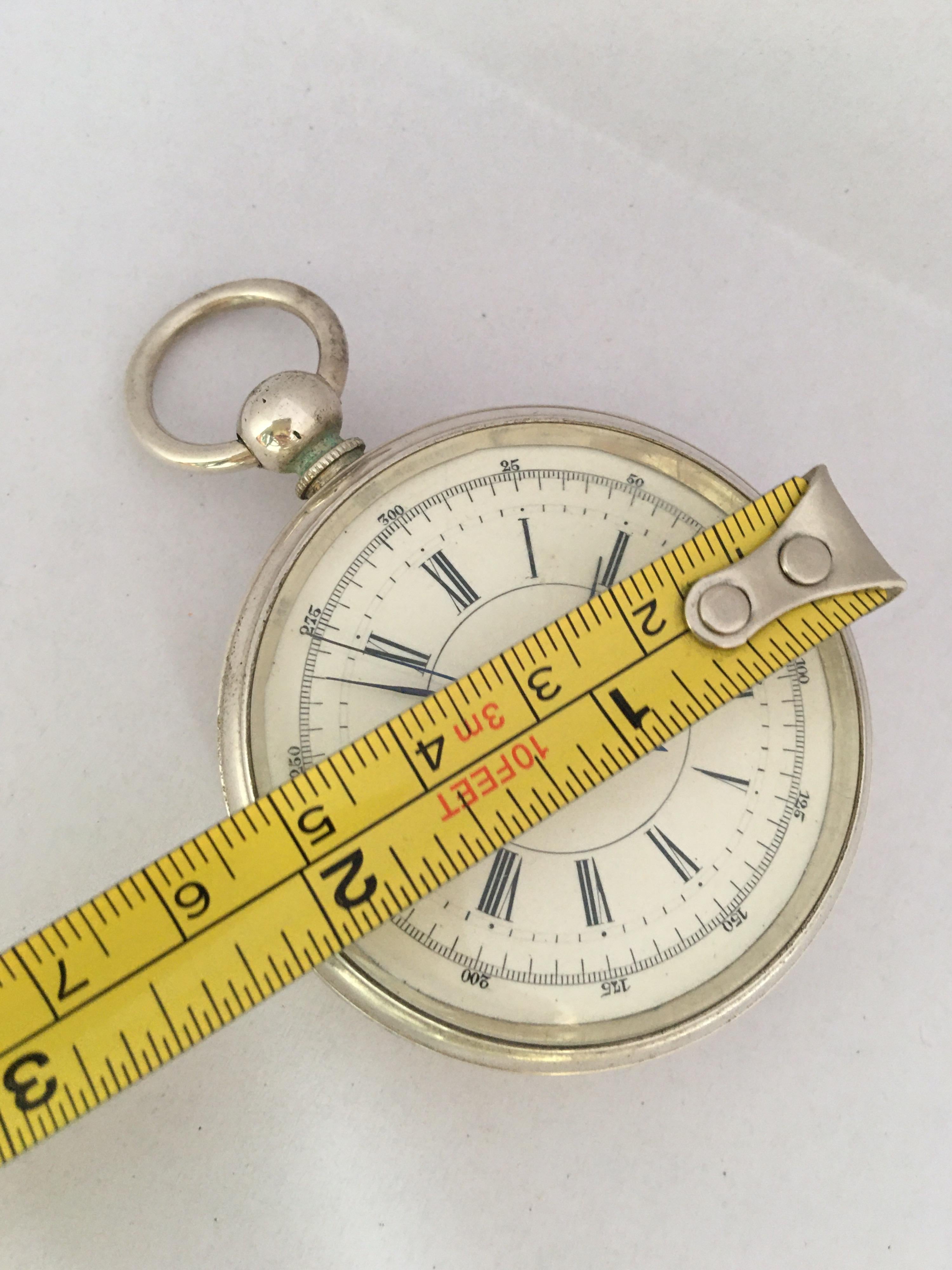 Antique Silver Plated Centre Seconds Chronograph Lever Pocket Watch For Sale 4