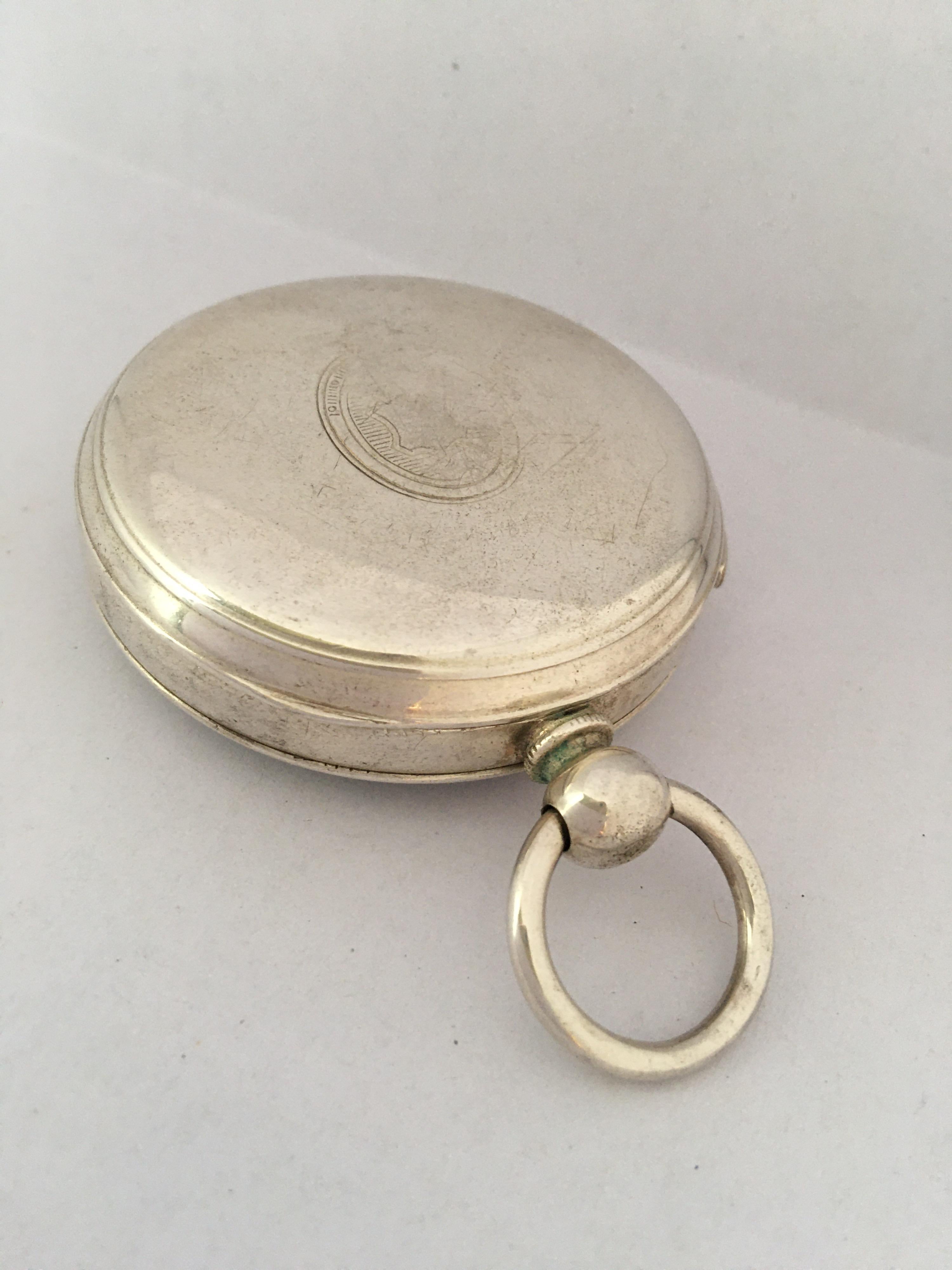 Antique Silver Plated Centre Seconds Chronograph Lever Pocket Watch For Sale 10