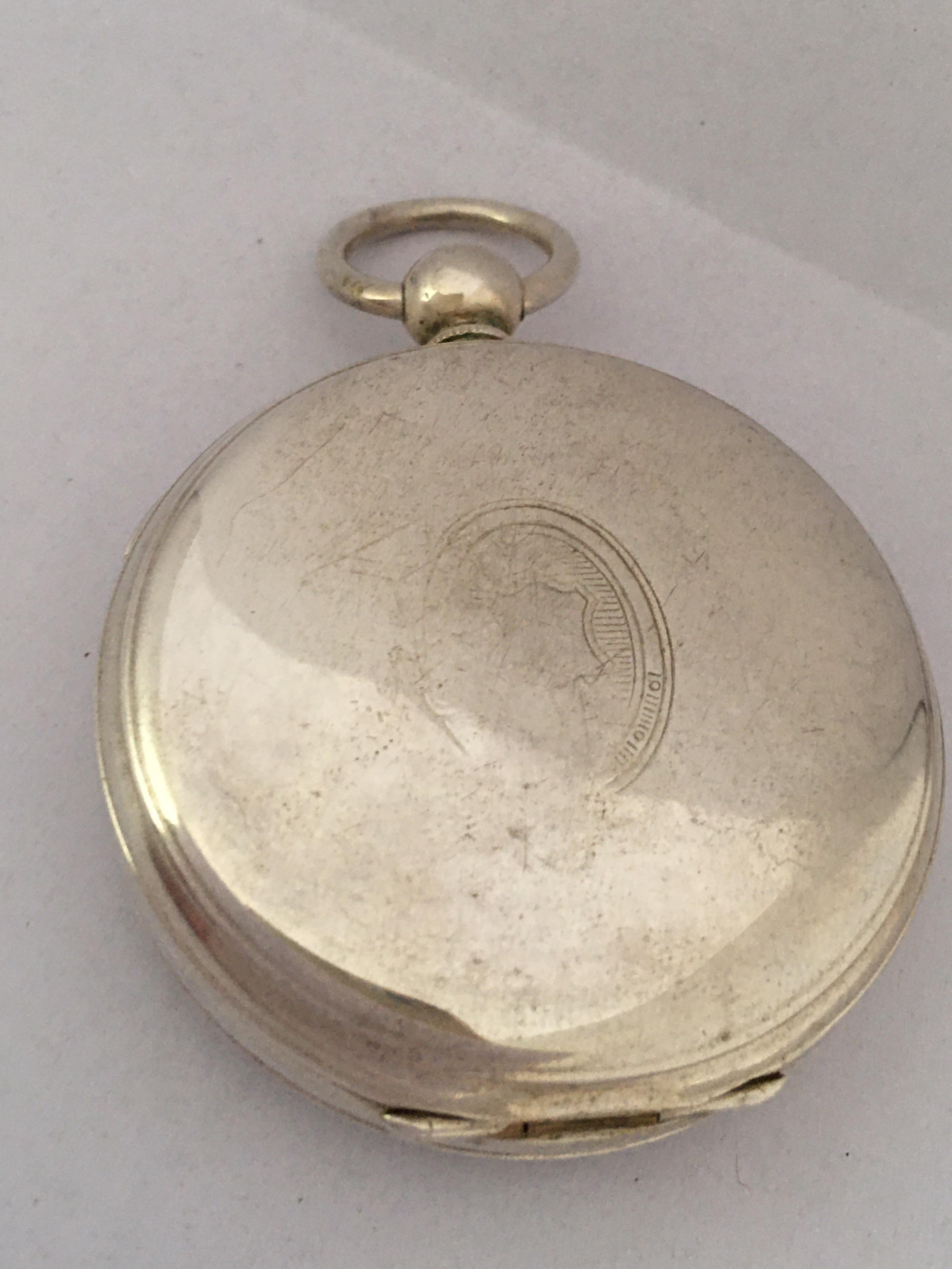 Antique Silver Plated Centre Seconds Chronograph Lever Pocket Watch For Sale 10