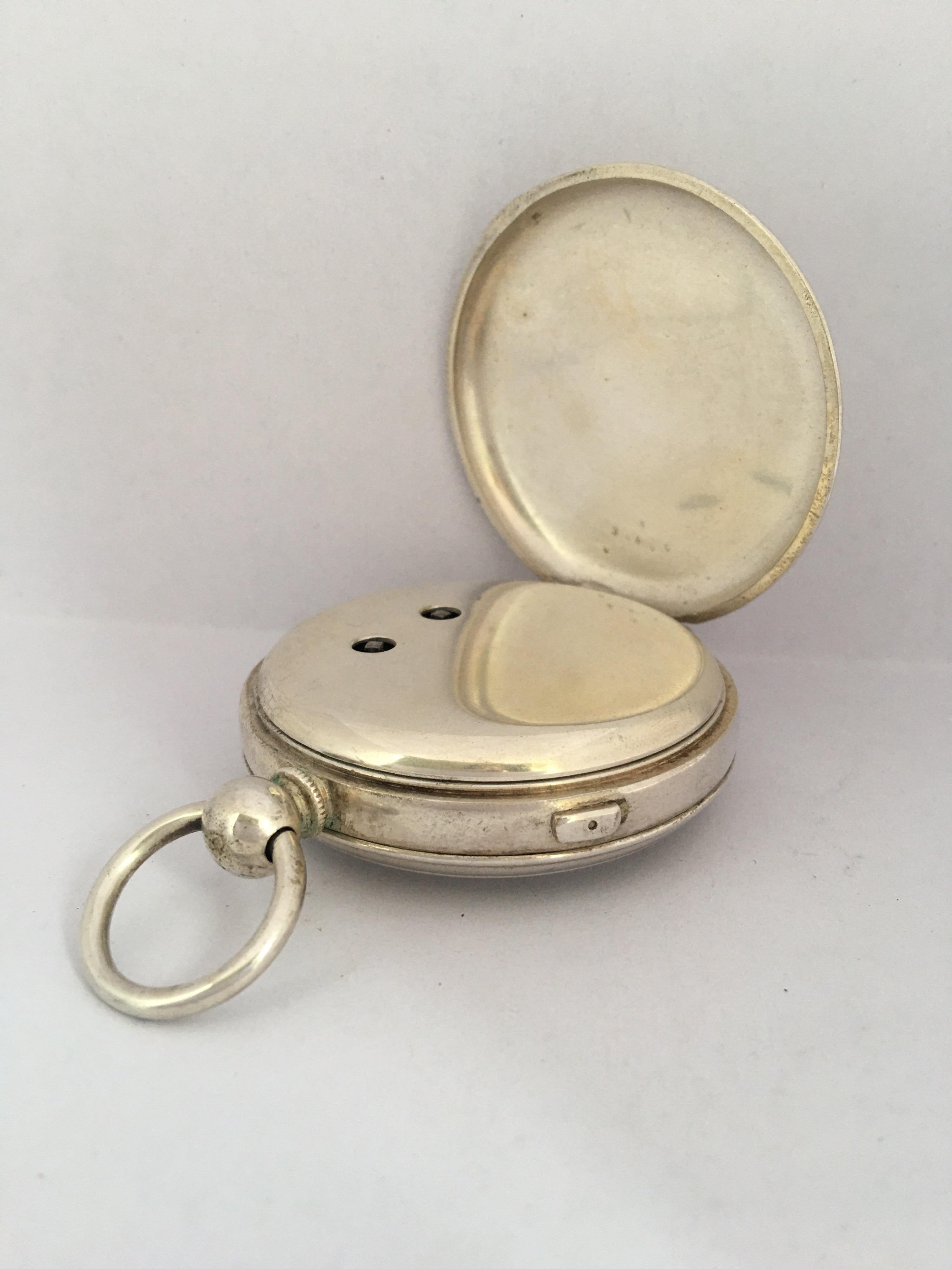 Antique Silver Plated Centre Seconds Chronograph Lever Pocket Watch In Good Condition For Sale In Carlisle, GB