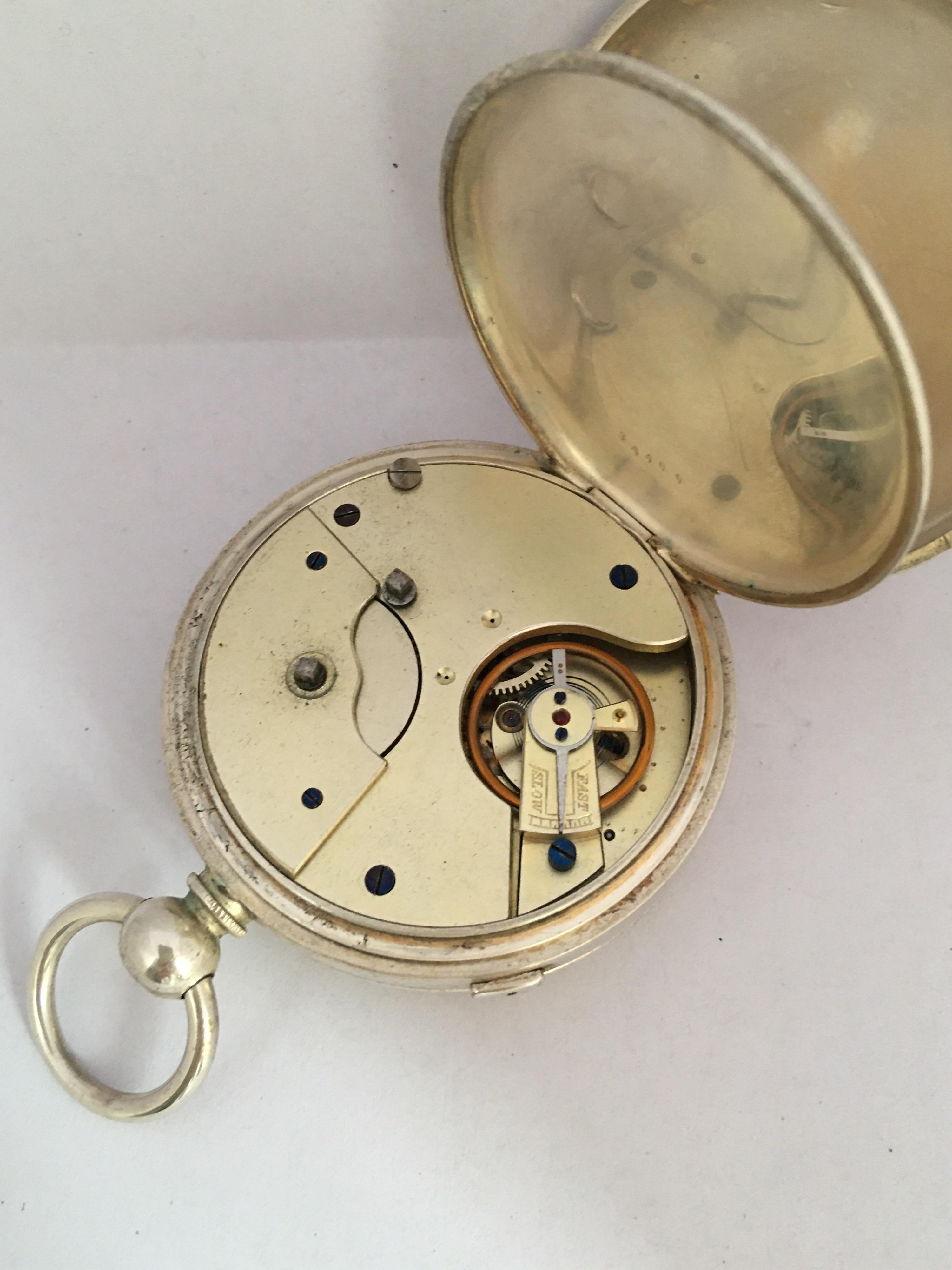 Women's or Men's Antique Silver Plated Centre Seconds Chronograph Lever Pocket Watch For Sale
