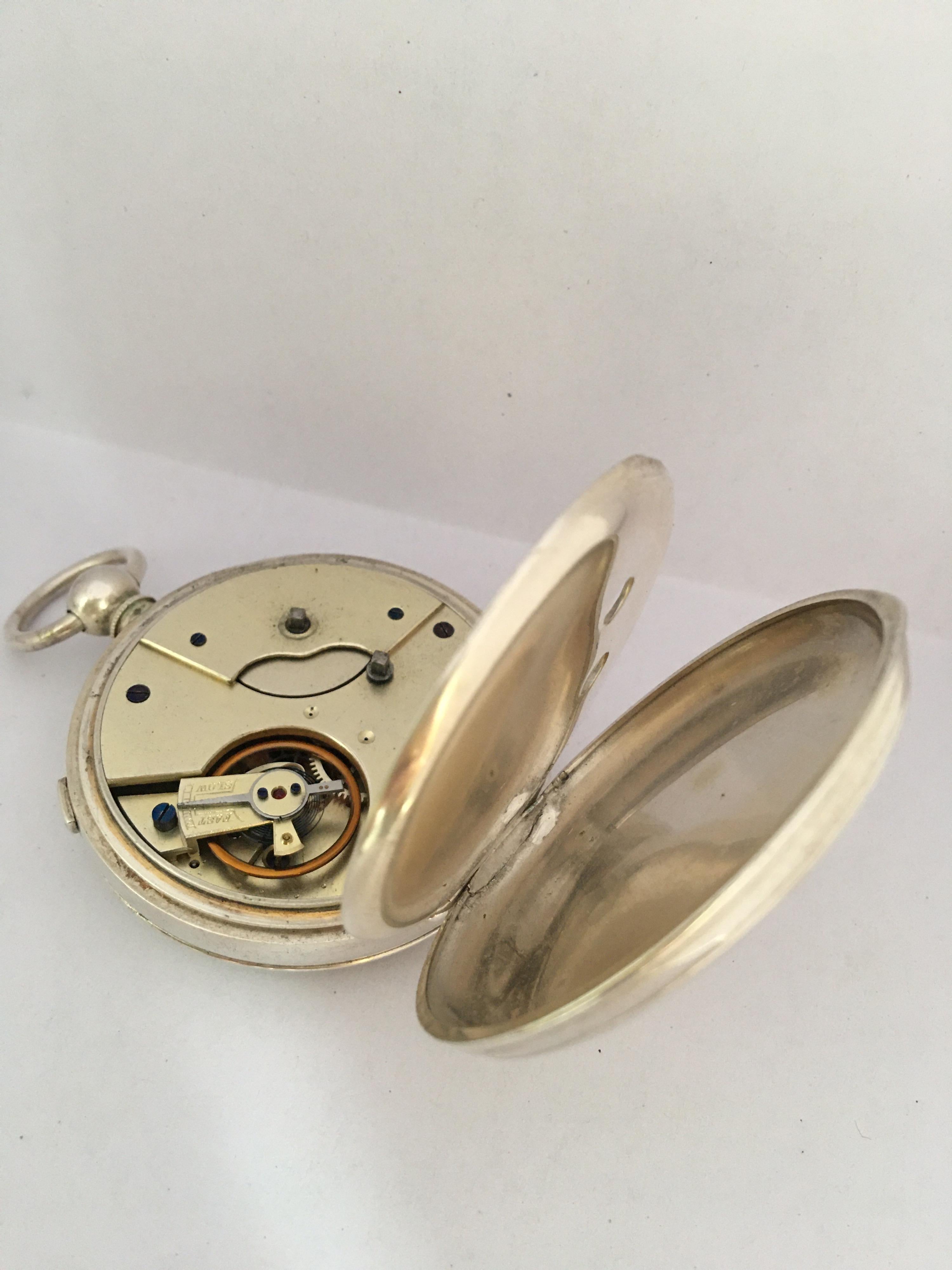 Women's or Men's Antique Silver Plated Centre Seconds Chronograph Lever Pocket Watch For Sale