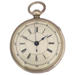 Antique Silver Plated Centre Seconds Chronograph Lever Pocket Watch