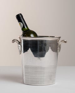 Cubitera de champán antigua chapada en plata, vajilla francesa del siglo XX