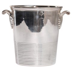Cubitera de champán antigua chapada en plata, vajilla francesa del siglo XX