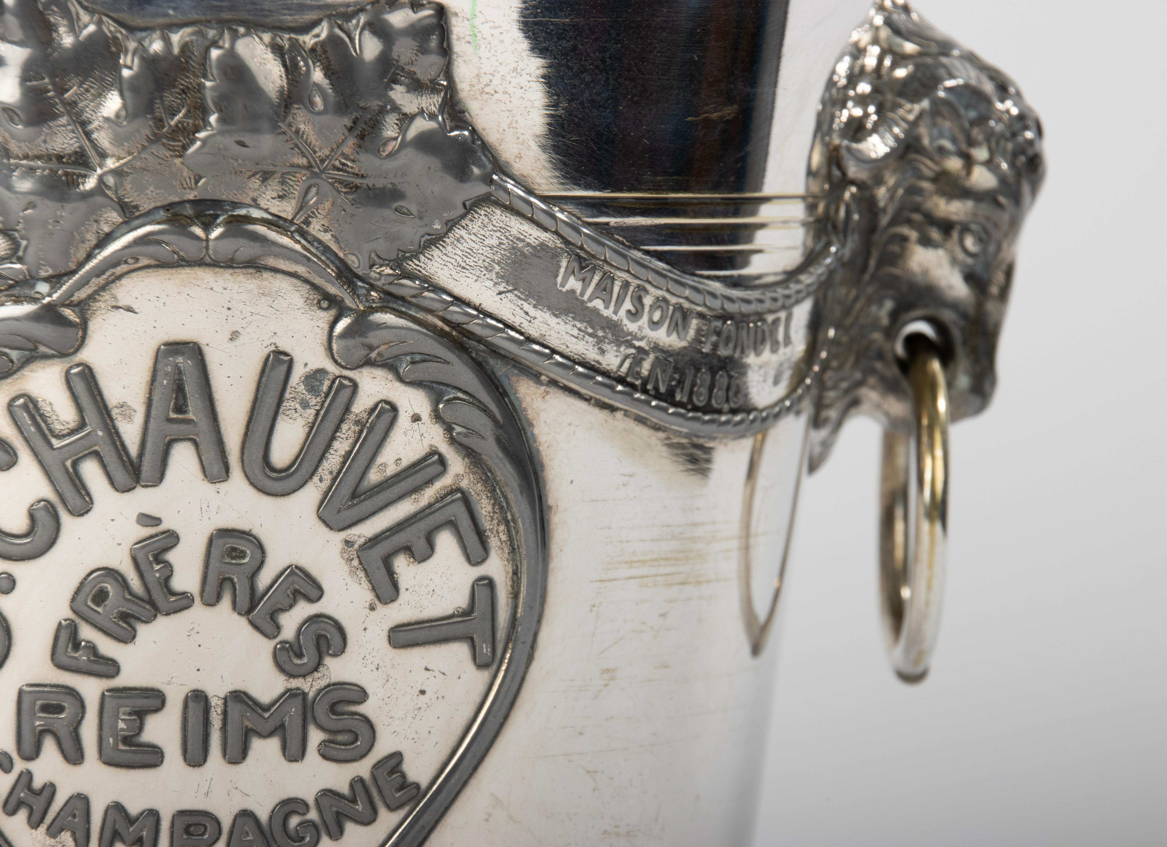 Antique Silver-Plated Champagne Cooler - Agit Paris for Maison G. Chauvet Reims For Sale 3