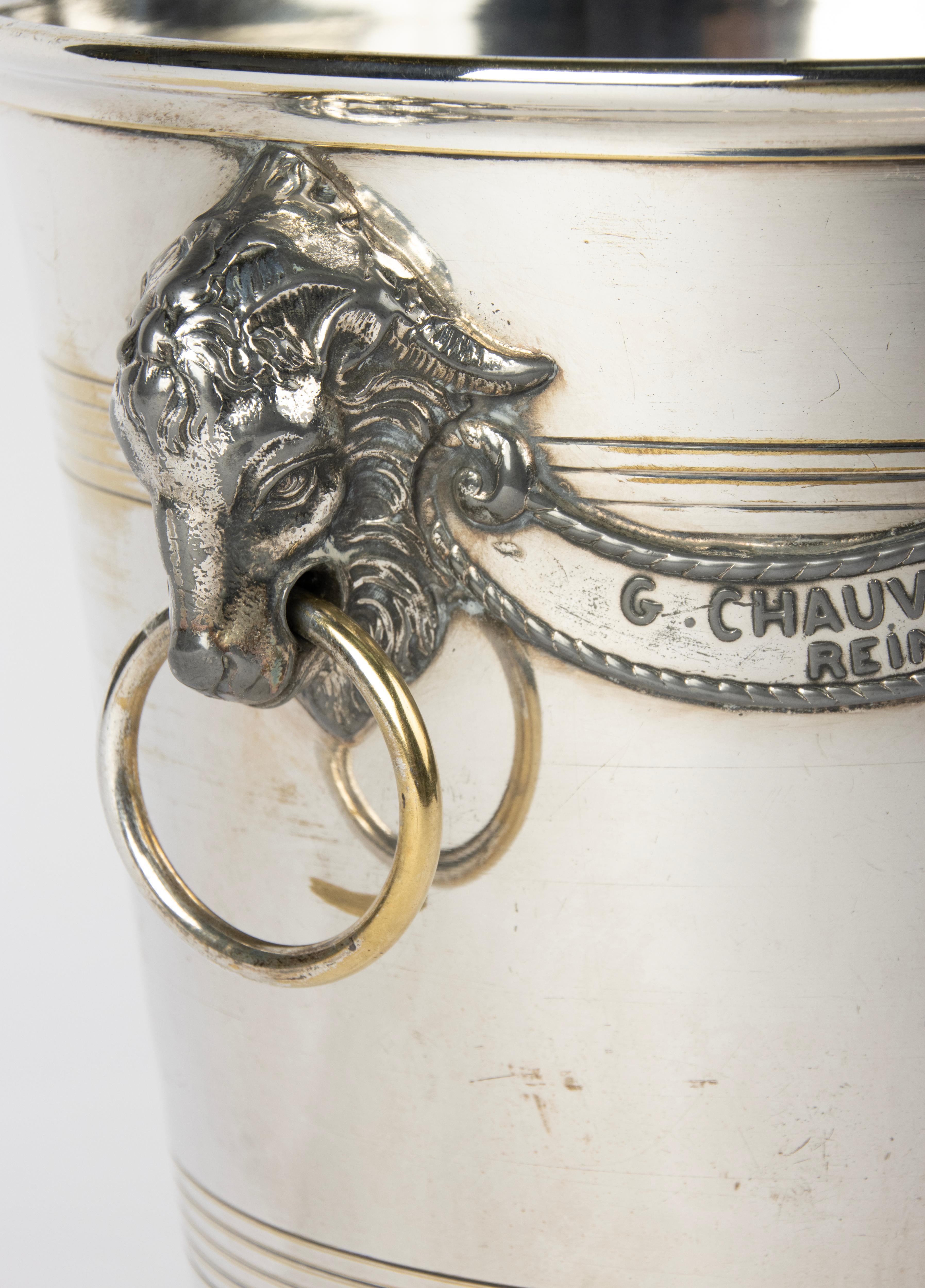 Antique Silver-Plated Champagne Cooler - Agit Paris for Maison G. Chauvet Reims For Sale 7