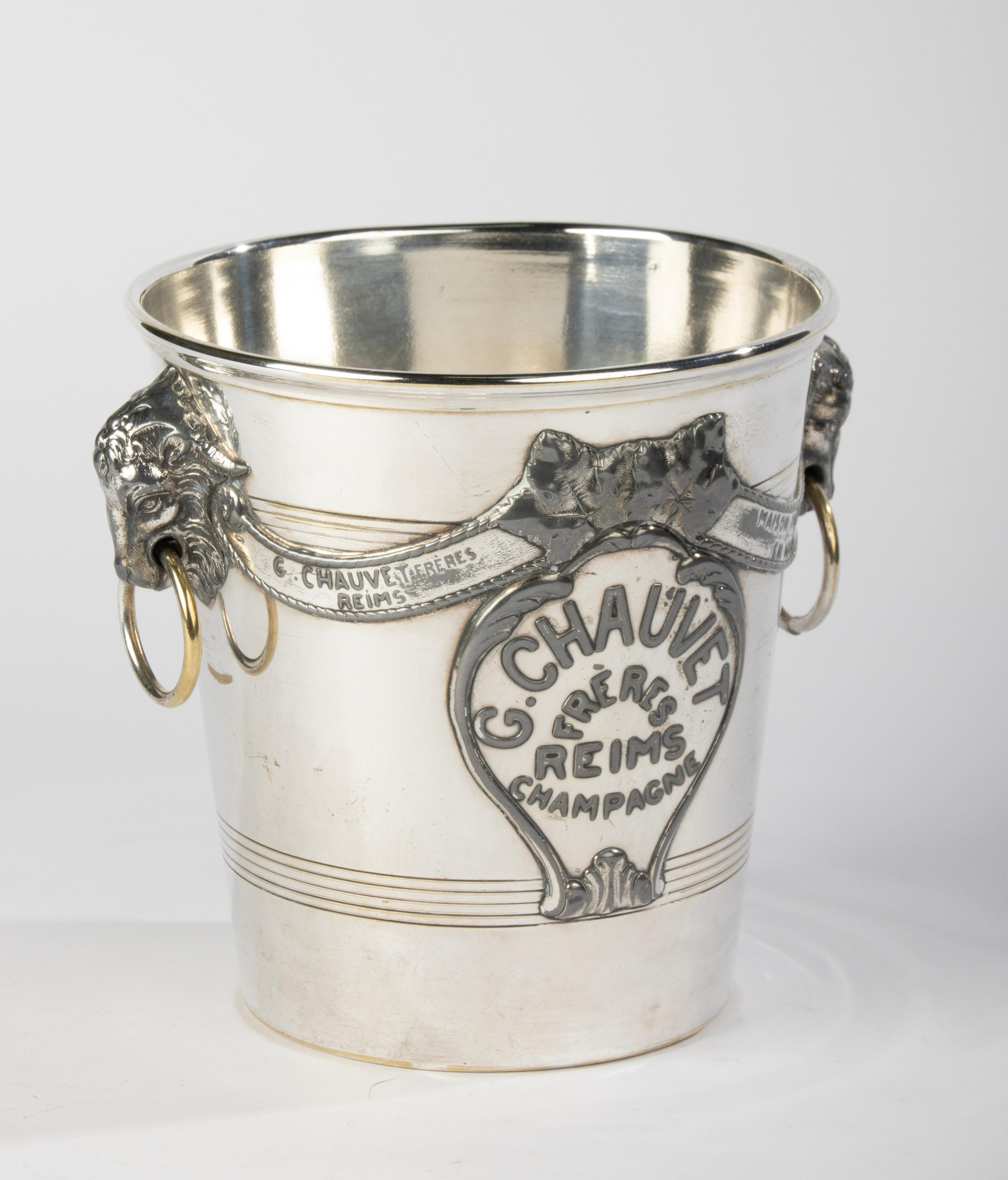 Antique Silver-Plated Champagne Cooler - Agit Paris for Maison G. Chauvet Reims For Sale 8