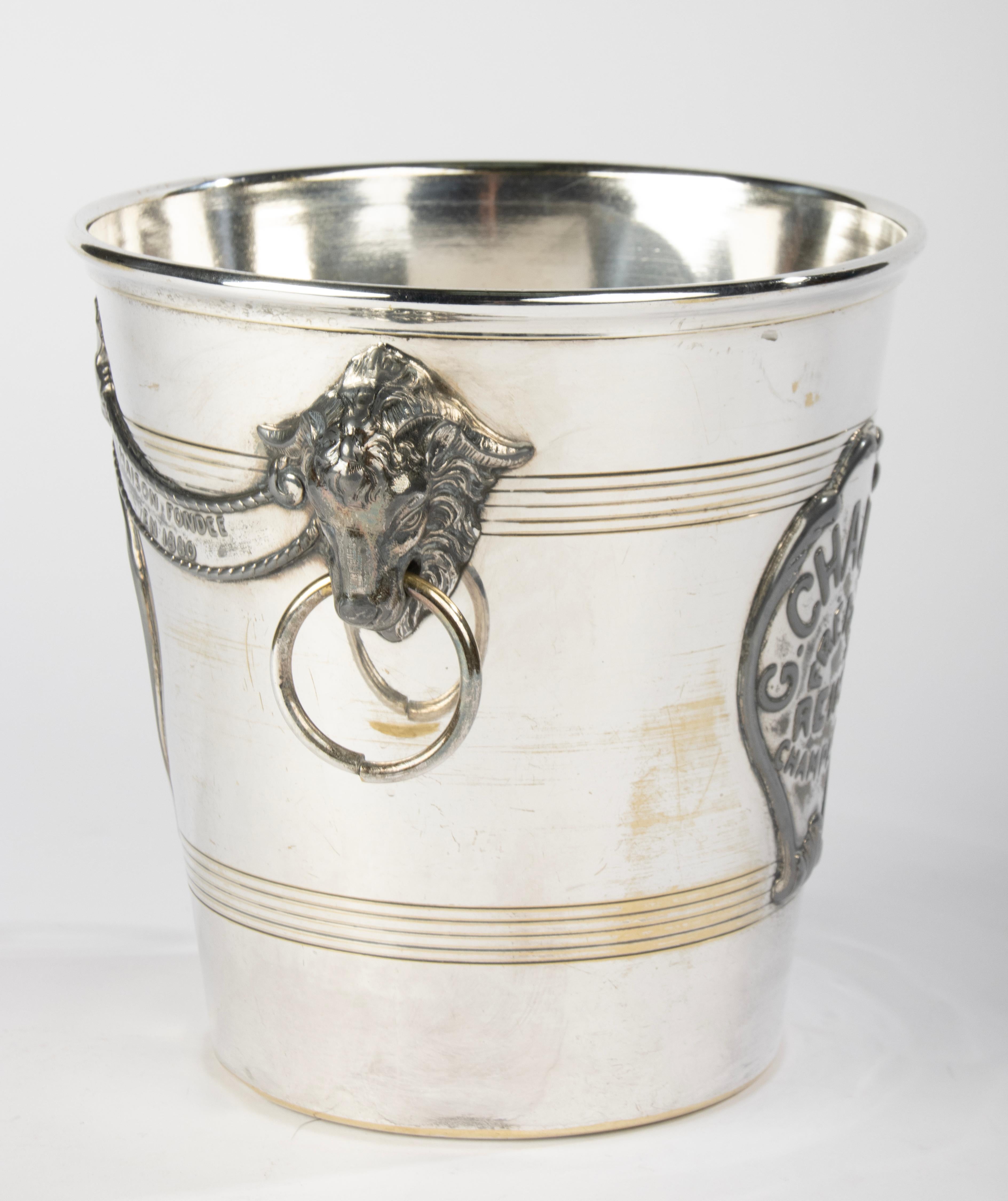 Antique Silver-Plated Champagne Cooler - Agit Paris for Maison G. Chauvet Reims For Sale 9