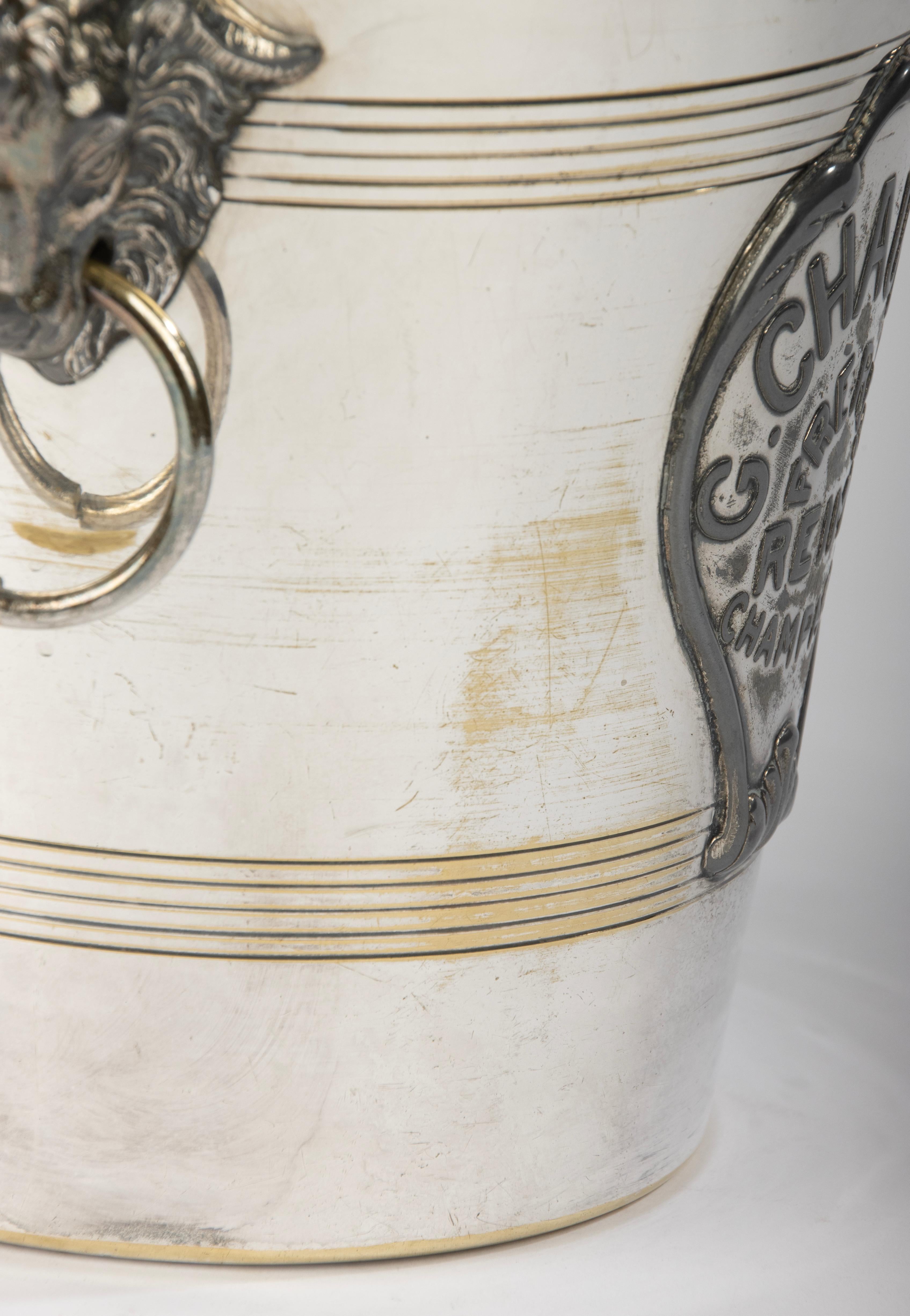 Antique Silver-Plated Champagne Cooler - Agit Paris for Maison G. Chauvet Reims For Sale 10