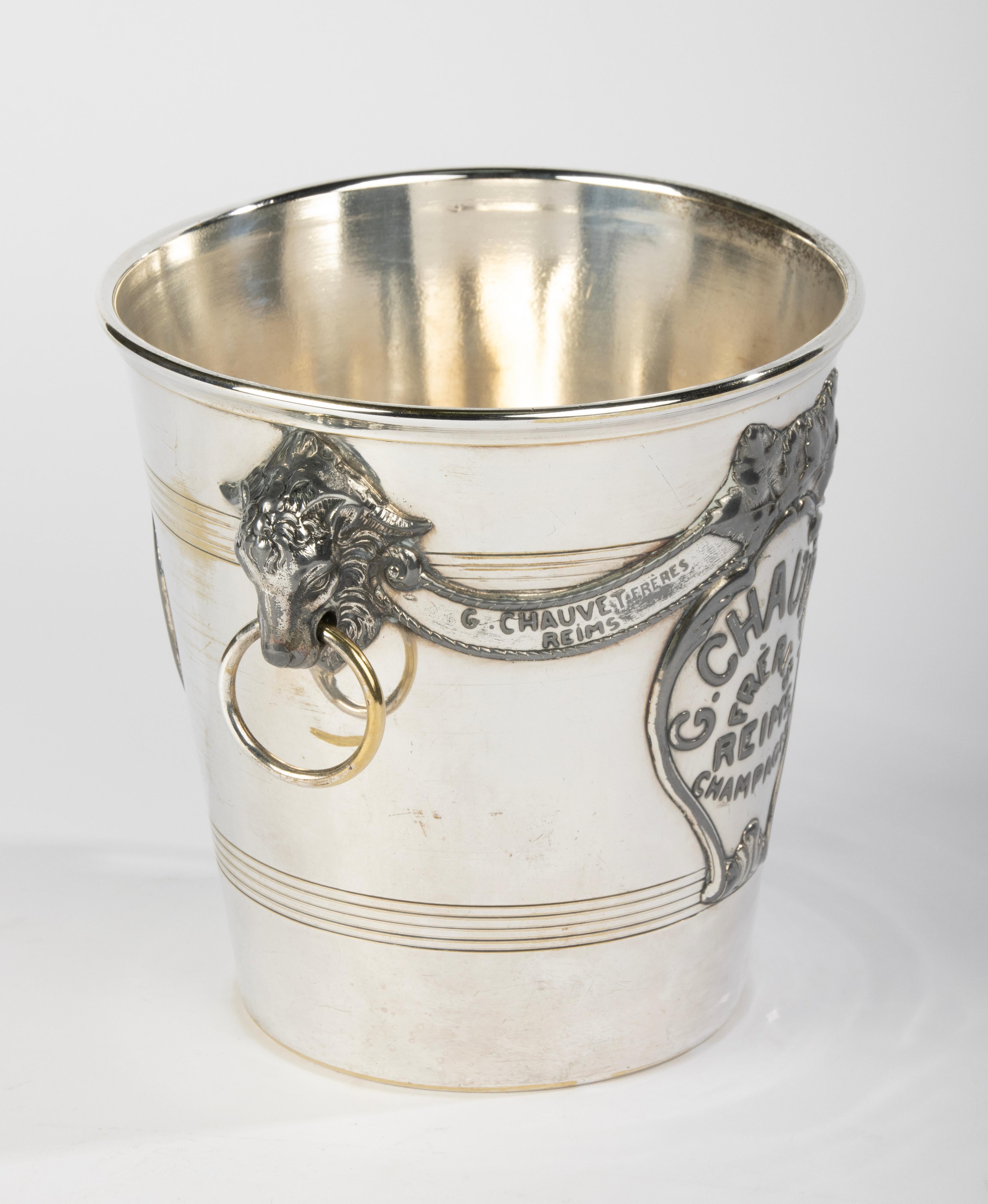 Early 20th Century Antique Silver-Plated Champagne Cooler - Agit Paris for Maison G. Chauvet Reims For Sale
