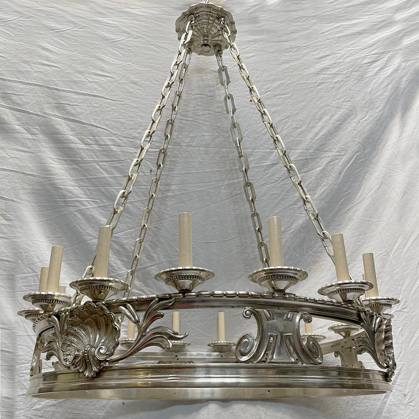 English Antique Silver Plated Chandelier For Sale