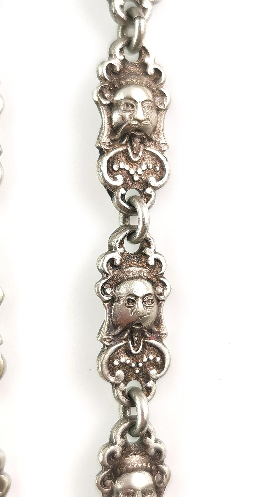 Women's Antique silver plated chatelaine, Buddhist Deities  For Sale