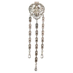 Antique silver plated chatelaine, Buddhist Deities
