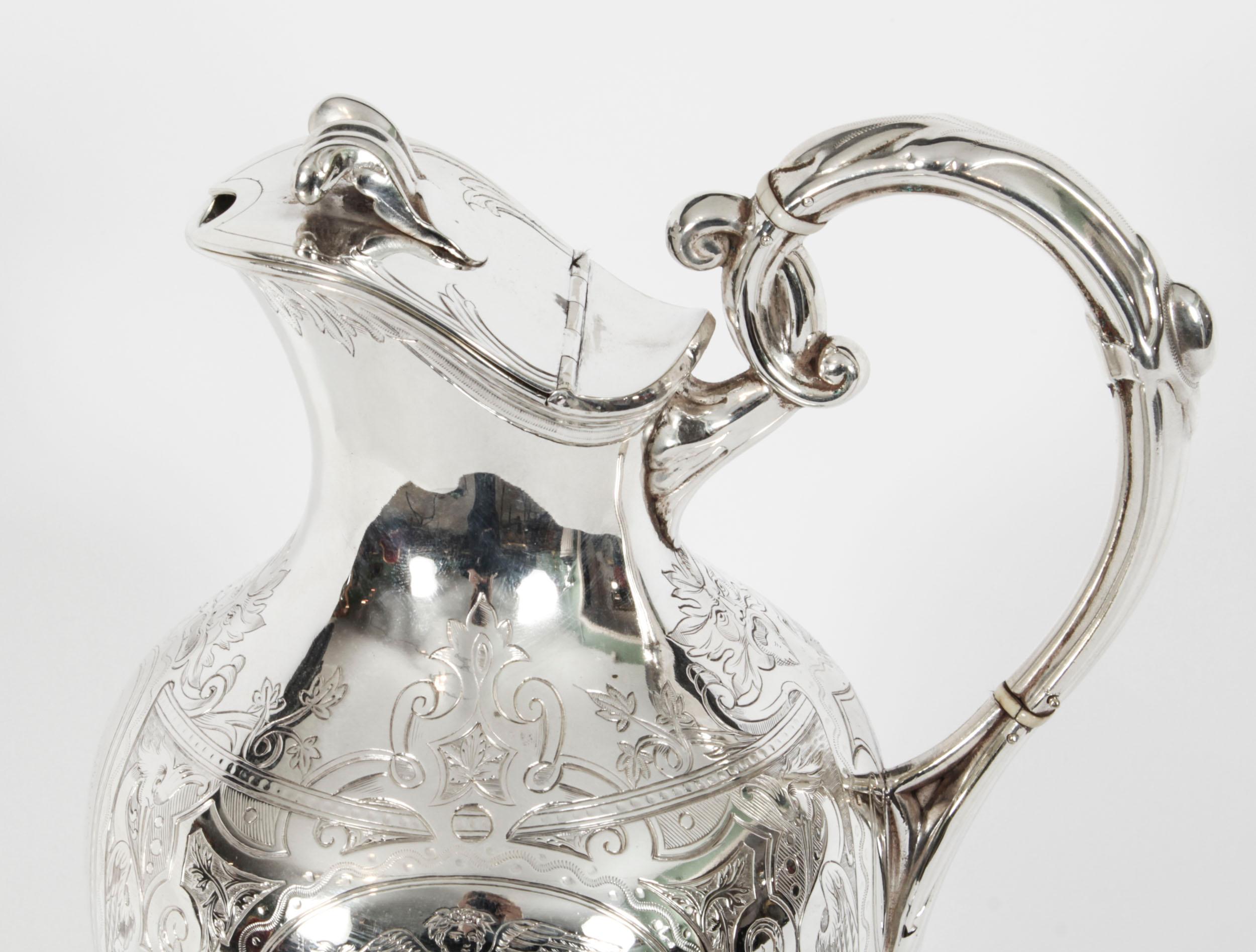 Antique Silver Plated Claret Wine Jug Yacht Race 1st Prize, 19th Century 5