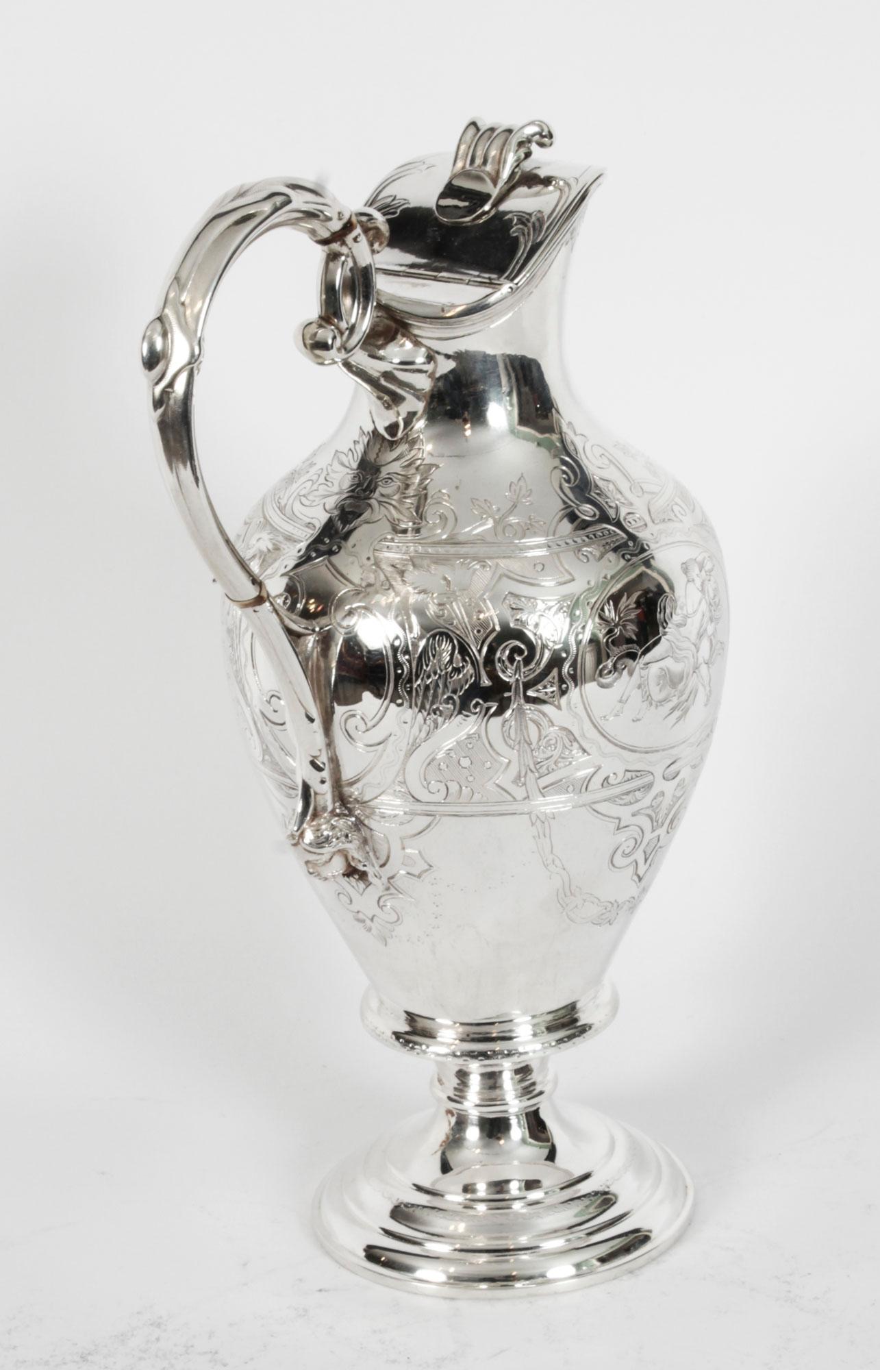 Antique Silver Plated Claret Wine Jug Yacht Race 1st Prize, 19th Century 6