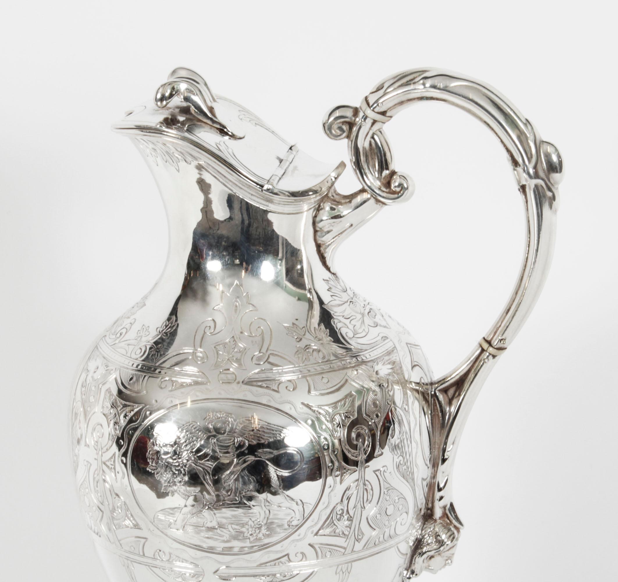 Late 19th Century Antique Silver Plated Claret Wine Jug Yacht Race 1st Prize, 19th Century