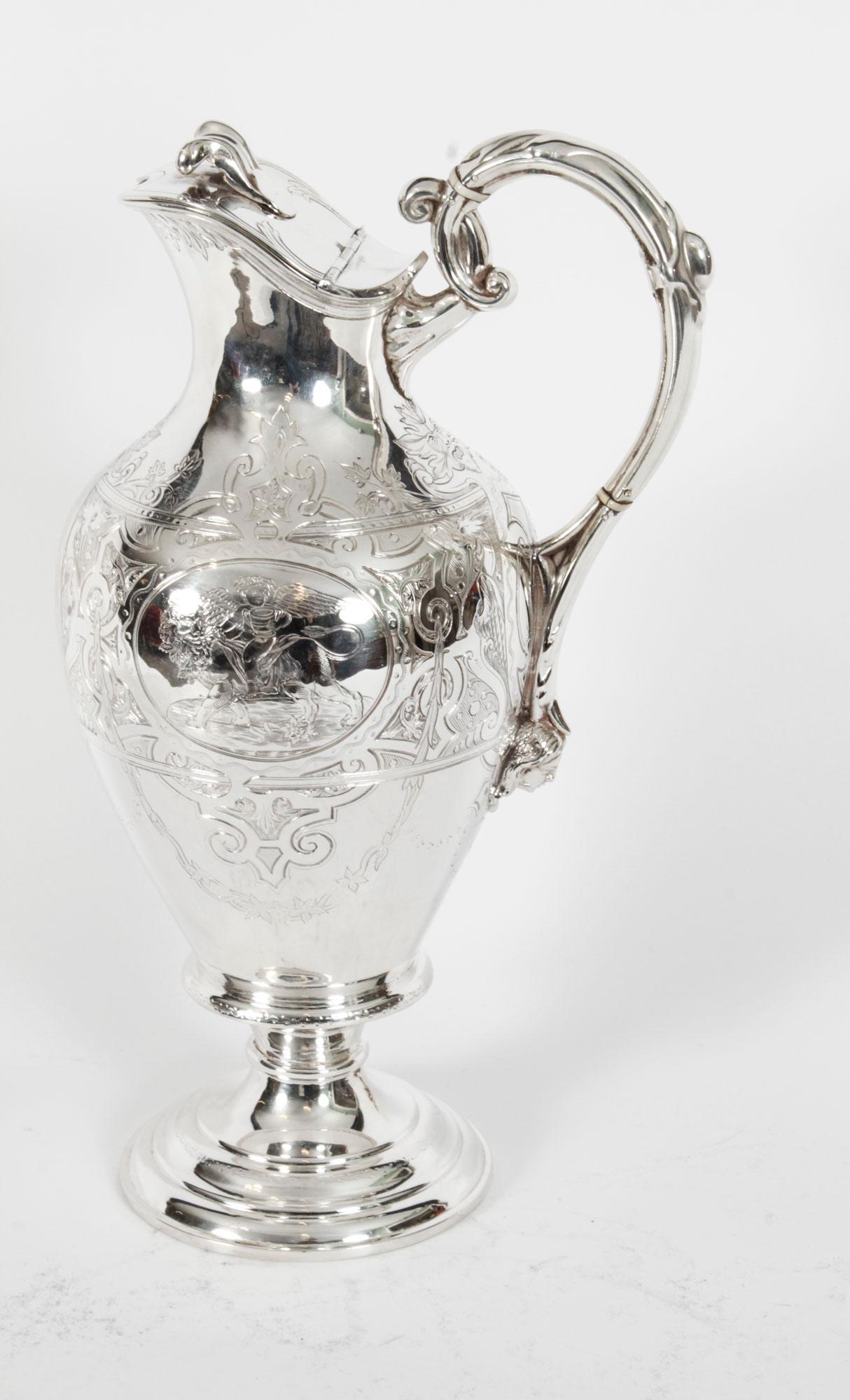 Antique Silver Plated Claret Wine Jug Yacht Race 1st Prize, 19th Century 1