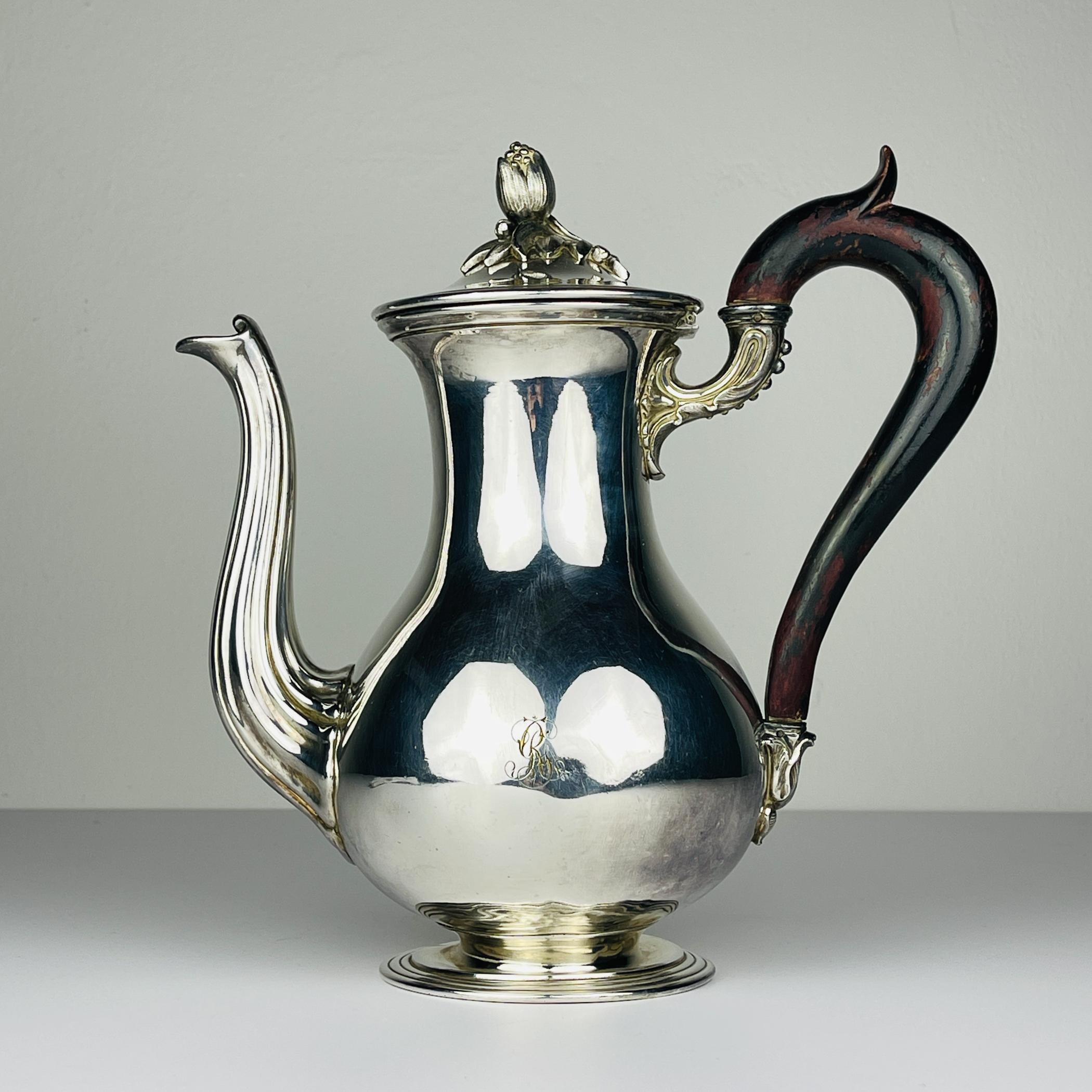 Antique silver plated coffee pot by Christofle made in France, 19th century.
Christofle France is a legendary French brand founded in 1830 by Charles Christofle. The company specializes in high-quality silverware, decorative objects, and jewelry,