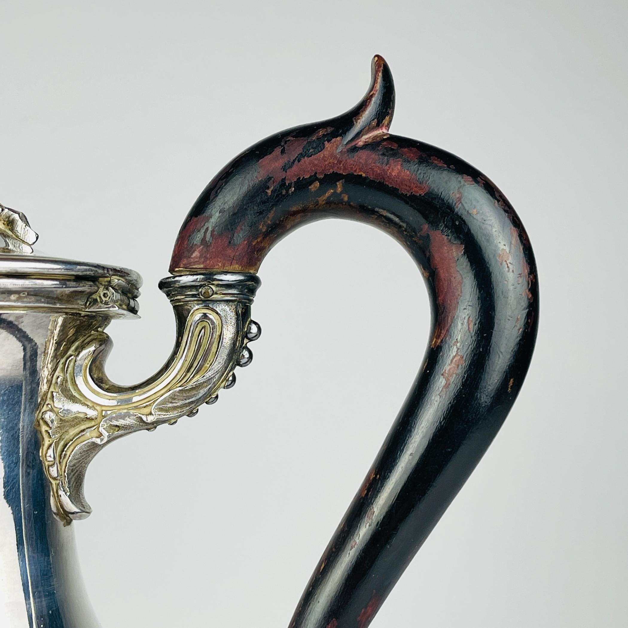 French Antique silver plated coffee pot by Christofle, France, 19th century For Sale