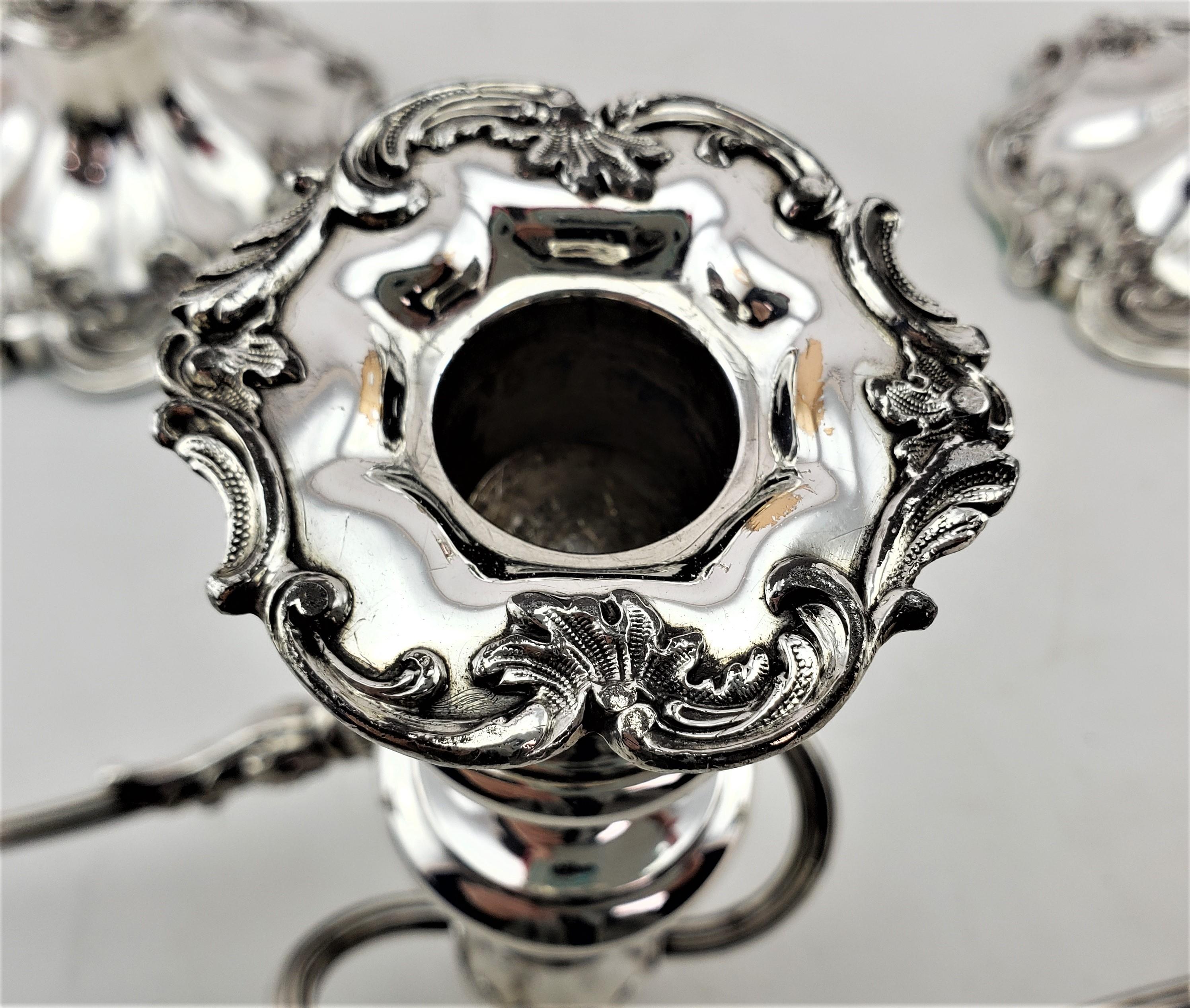 Antique Silver Plated Convertible Candelabras or Candlesticks with Leaf Decor For Sale 5