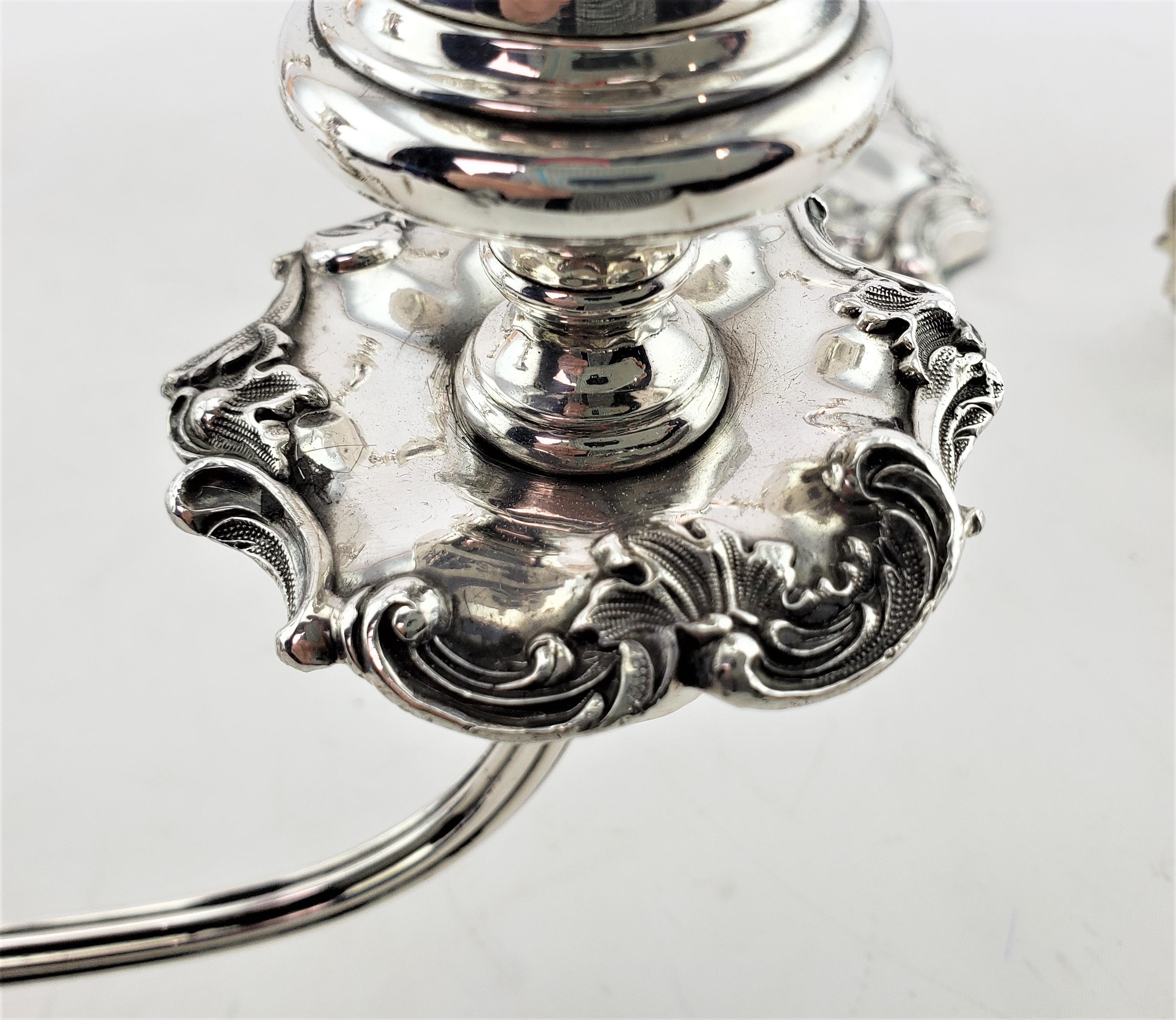 Antique Silver Plated Convertible Candelabras or Candlesticks with Leaf Decor For Sale 6