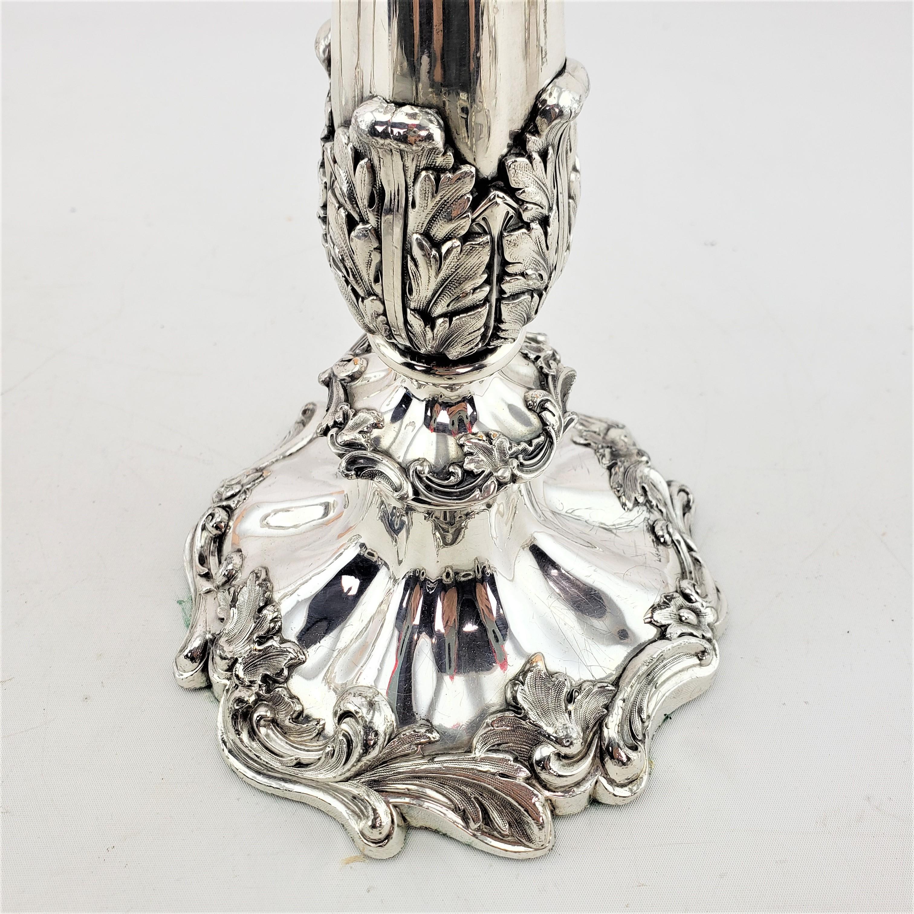 Antique Silver Plated Convertible Candelabras or Candlesticks with Leaf Decor For Sale 7