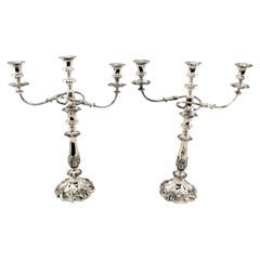 Antique Silver Plated Convertible Candelabras or Candlesticks with Leaf Decor