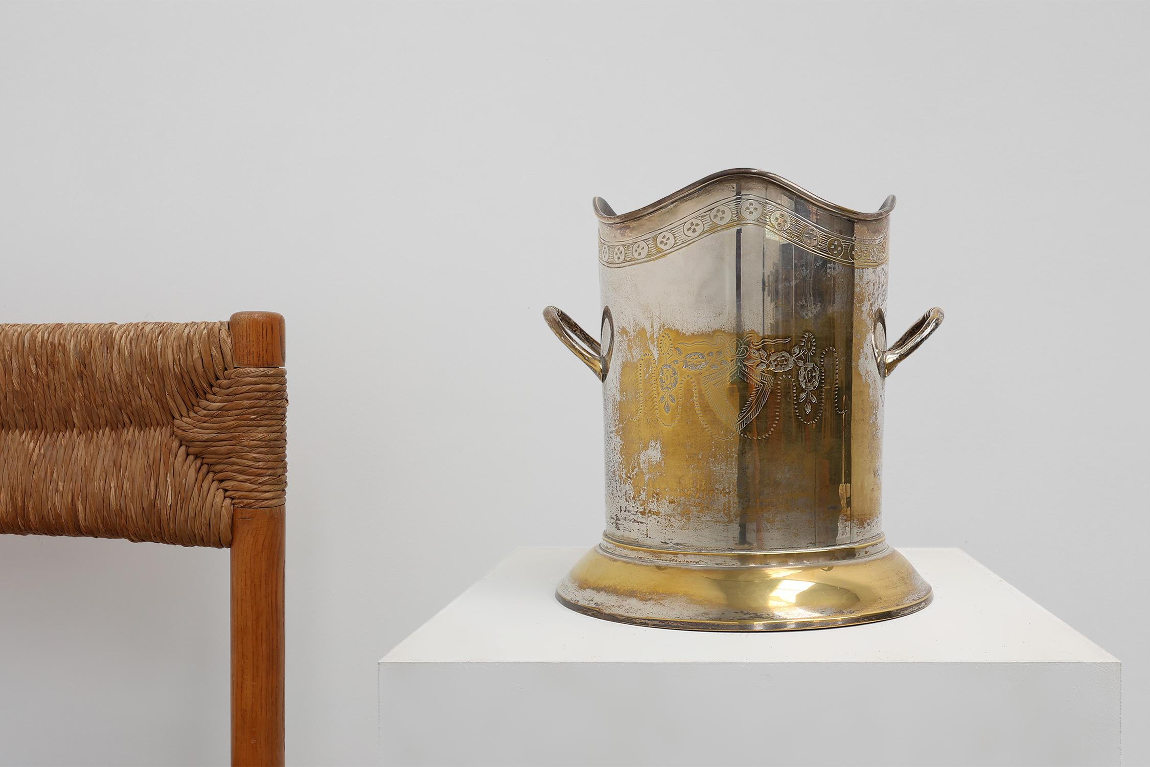 France / 1900 / Champagne Bucker / silvered copper / Antique / Rustic

Elegant antique French champagne or, ice bucket crafted circa 1900 from copper with a refined silver-plated finish. This beautifully aged piece features graceful twin handles and