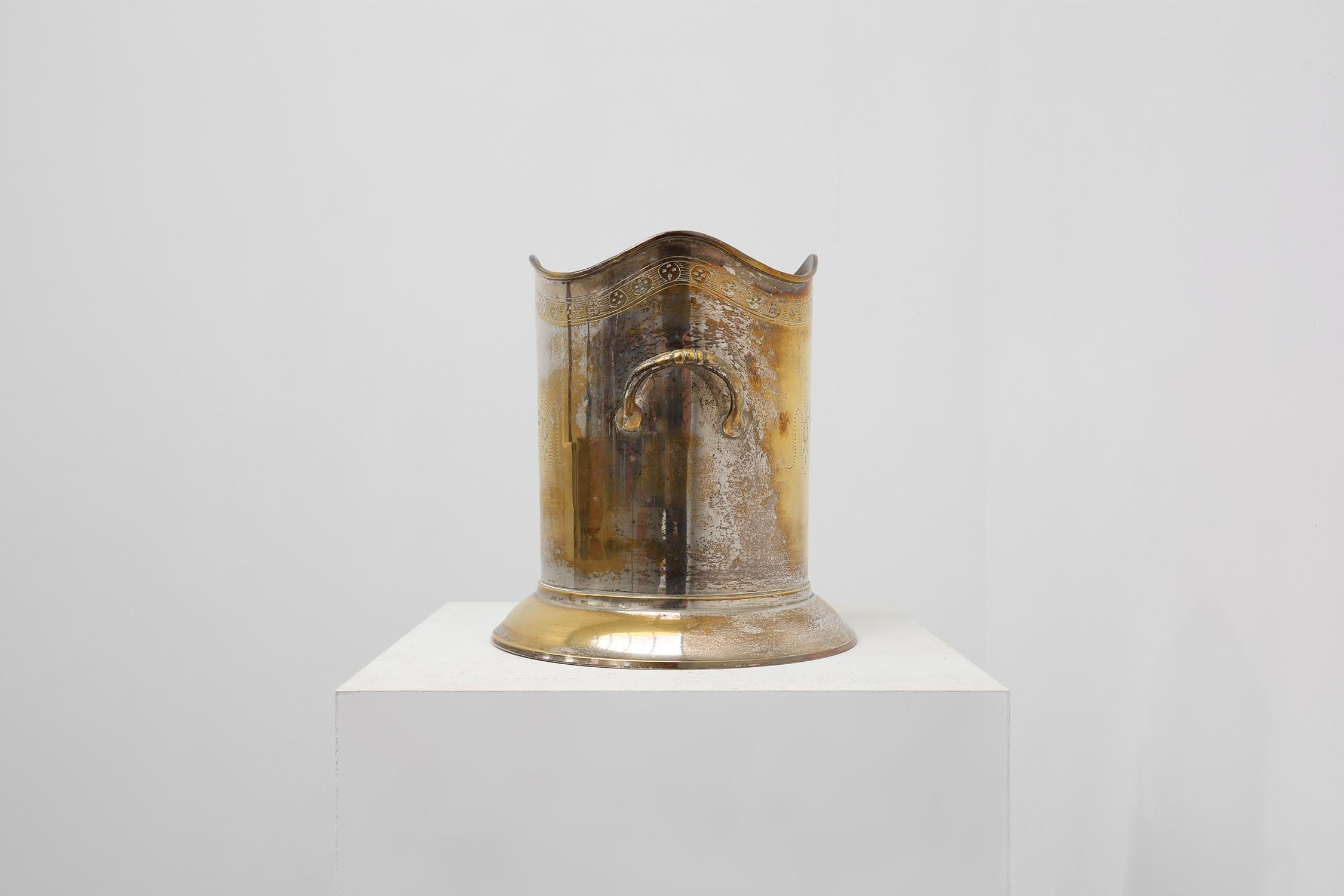 French Antique Silver-Plated Copper Champagne Bucket, France, circa 1900 For Sale