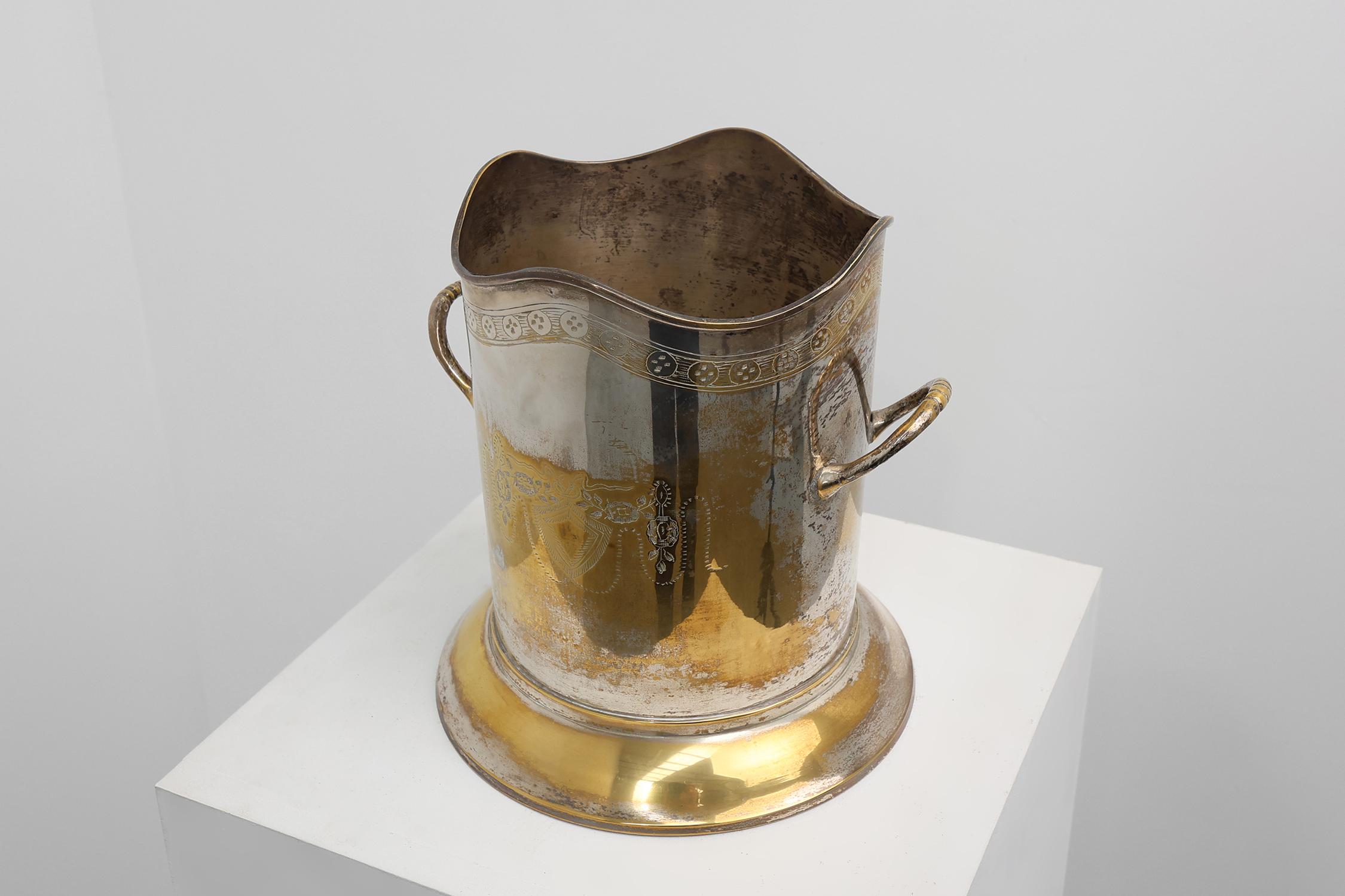 Antique Silver-Plated Copper Champagne Bucket, France, circa 1900 In Good Condition For Sale In Meulebeke, BE