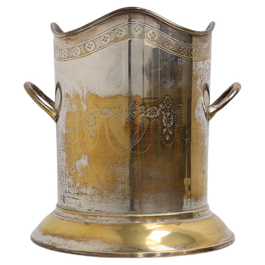 Antique Silver-Plated Copper Champagne Bucket, France, circa 1900